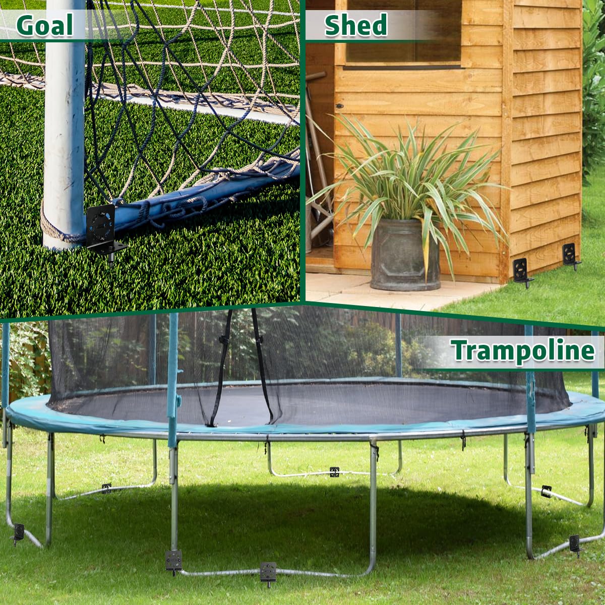 4 tasselli da 50,8 cm a vite, resistenti per trampolino con staffe, ancoraggi multiuso per casa, capannoni, altalene, set di ancoraggi per giardino, recinzione, posto auto coperto