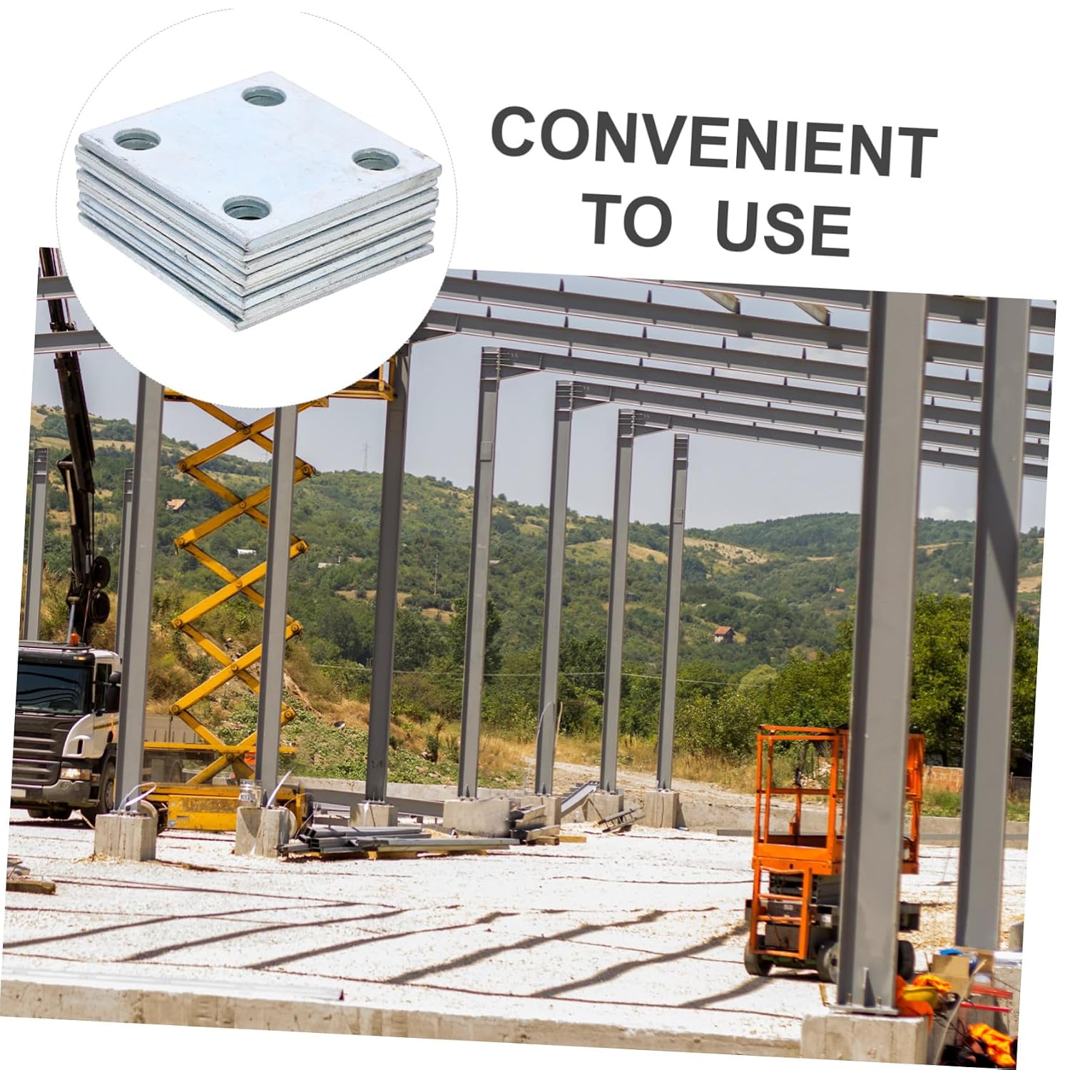 Zerodeko 8Pcs Weldable for Industrial Use Heavy Duty Flange Sheet with Multiple Holes Steel Plate for Column Support Easy Installation