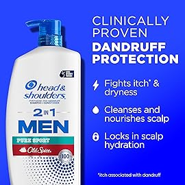Head & Shoulders Anti-Dandruff Shampoo and Conditioner, Old Spice Pure Sport Men\'s 2-in-1 Twin Pack, 1% Pyrithione Zinc, Dandruff Shampoo for Men, 31.4 fl oz Each