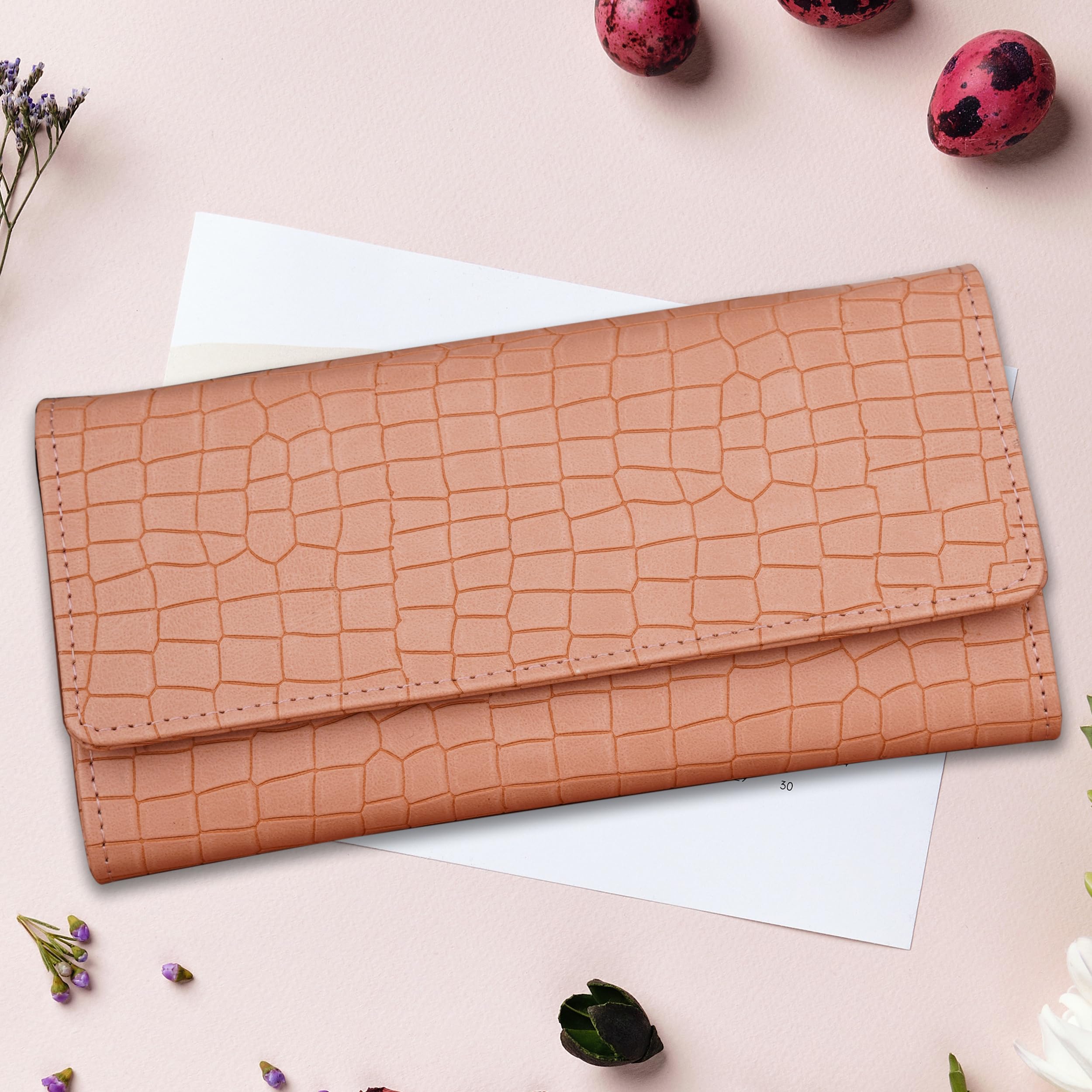 The Wallet Store Croco Design Clutch - Beige