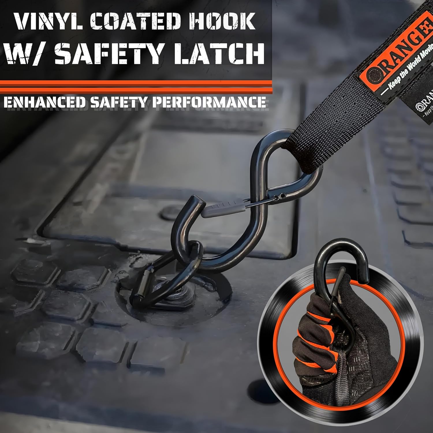 ORANGEE® 4 Pack Heavy Duty Auto Retractable Ratchet Strap 1IN x 10FT Perfect for Securing Cargo, Motorcycle & Boats Min. Breaking Strength 2,000LBS Per Strap - Black