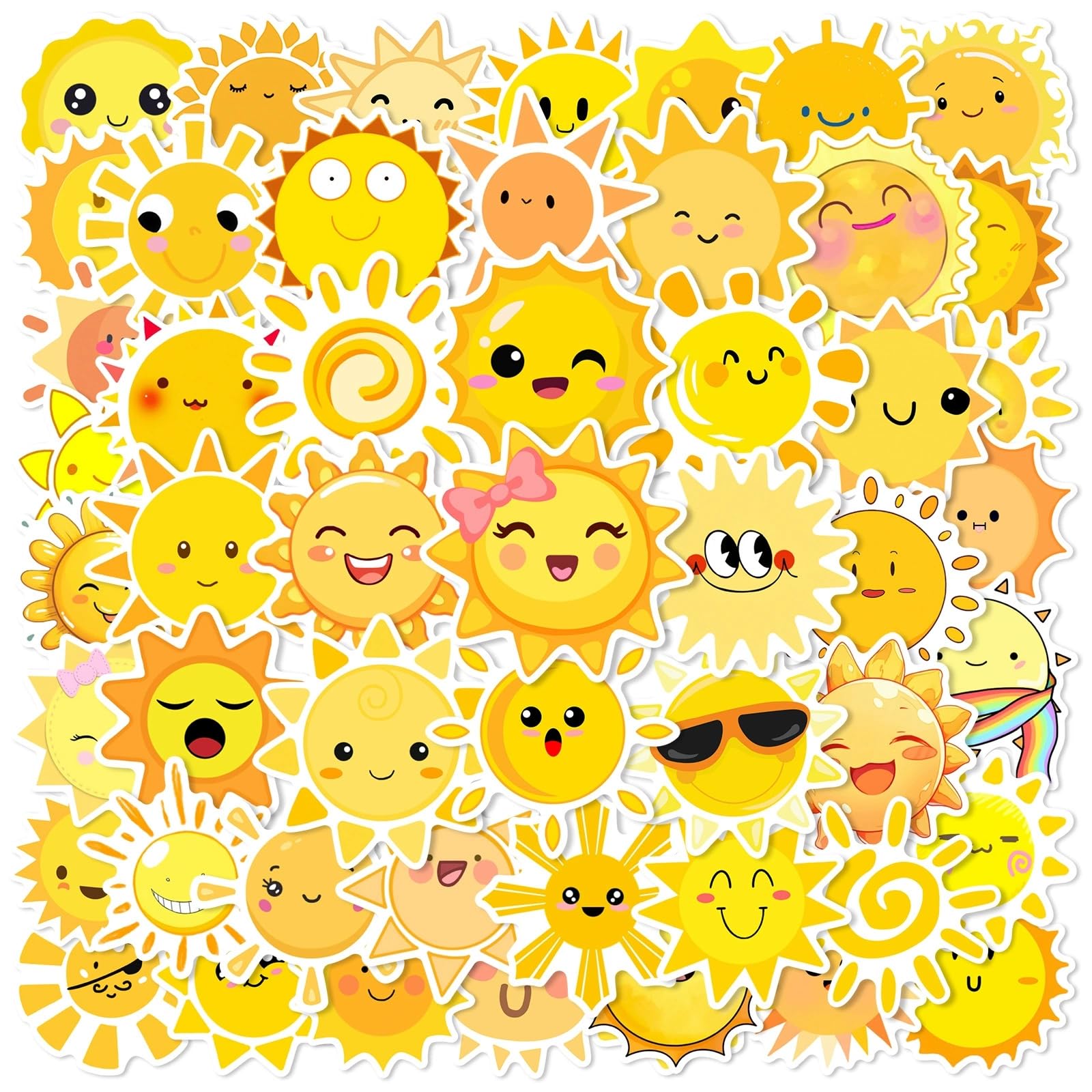 50Pcs Cute Sunshine Stickers for Kids Cute Sun Vinyl Waterproof Water Bottle Laptop Decals - Image 3