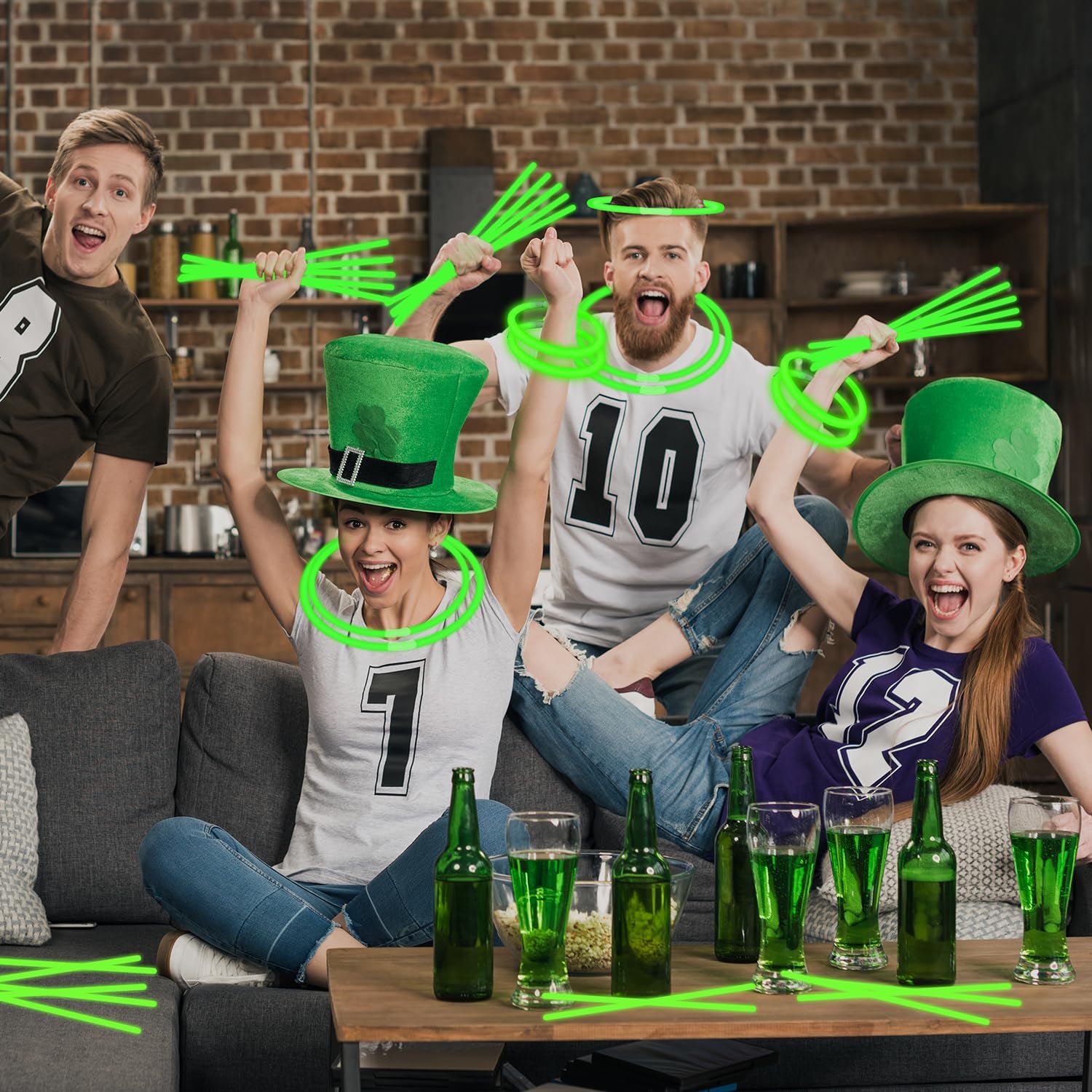 St Patricks Day Green Glow Sticks Party Favors 8'' 72 Pack Bulk,Saint Patrick's Light Up Necklace Gifts Toys for Kids,Non Candy Goodie Bags Stuffer Treats for Boy Girl,Party Bag Accessories Decoration - Image 3