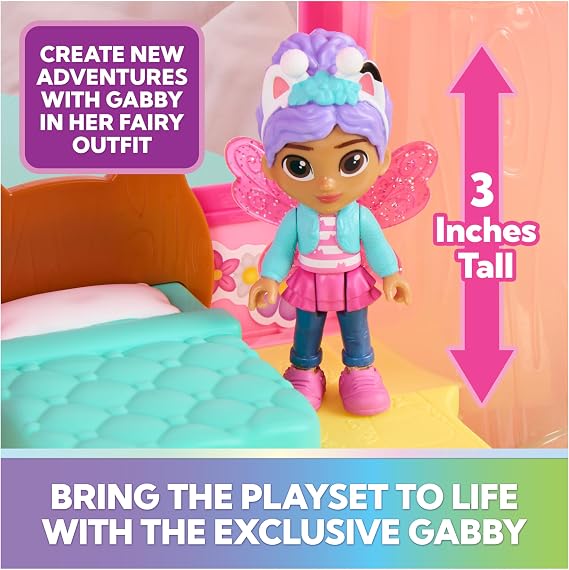 DreamWorks Gabby's Dollhouse Fairylandia Flutter Magic Fairy Playset with 8 Fluttering Fairies & Exclusive Gabby Toy Figure, Engaging Pretend Play Toys for Kids & Preschool Toys for Ages 3+