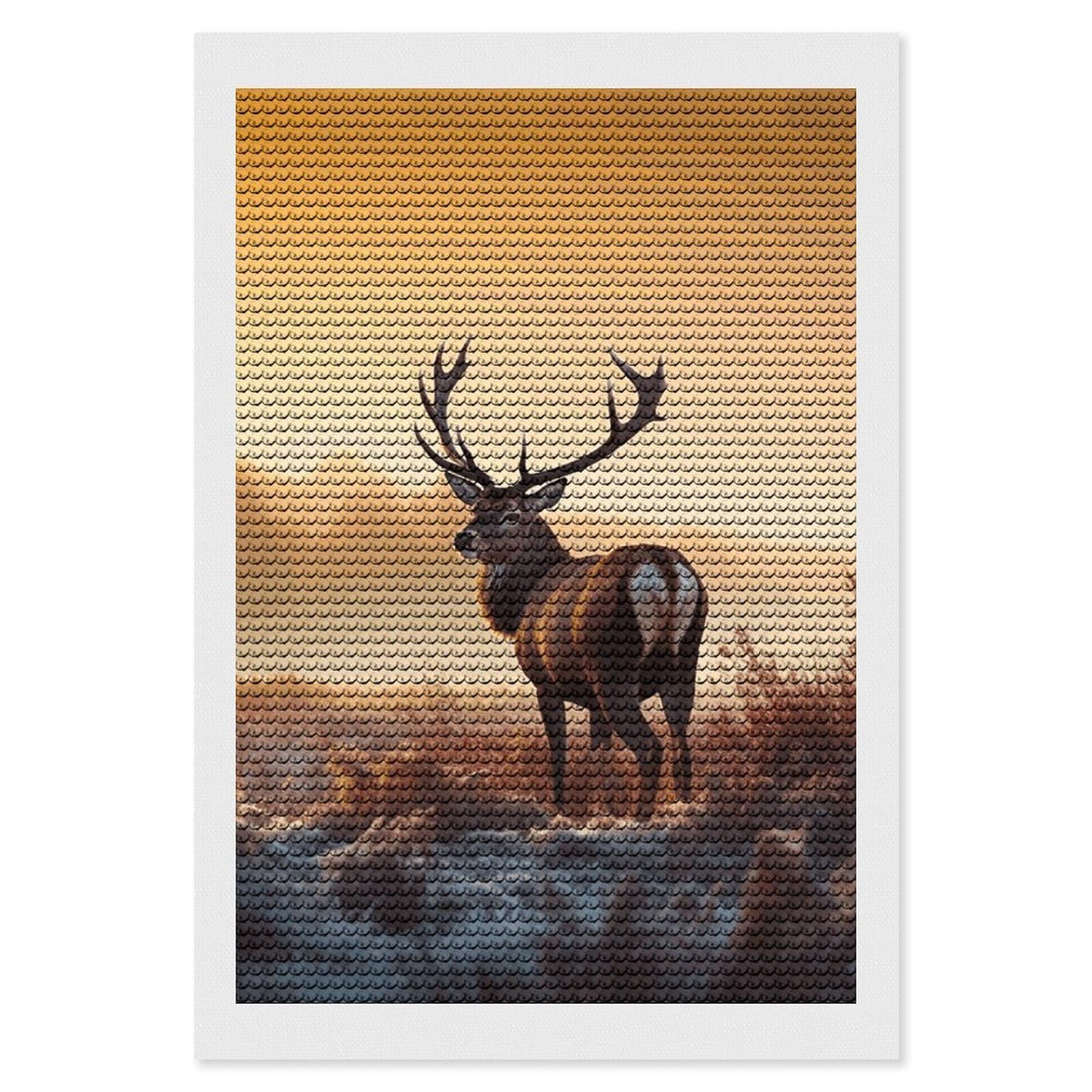DWVTSLH Landscape Deer Diamond Painting Kits for Adults, Personalized Diamond Photo Art Full Drill, DIY 5D Diamond Art Painting Kits for Beginners, Home Wall Decor 8"x12"