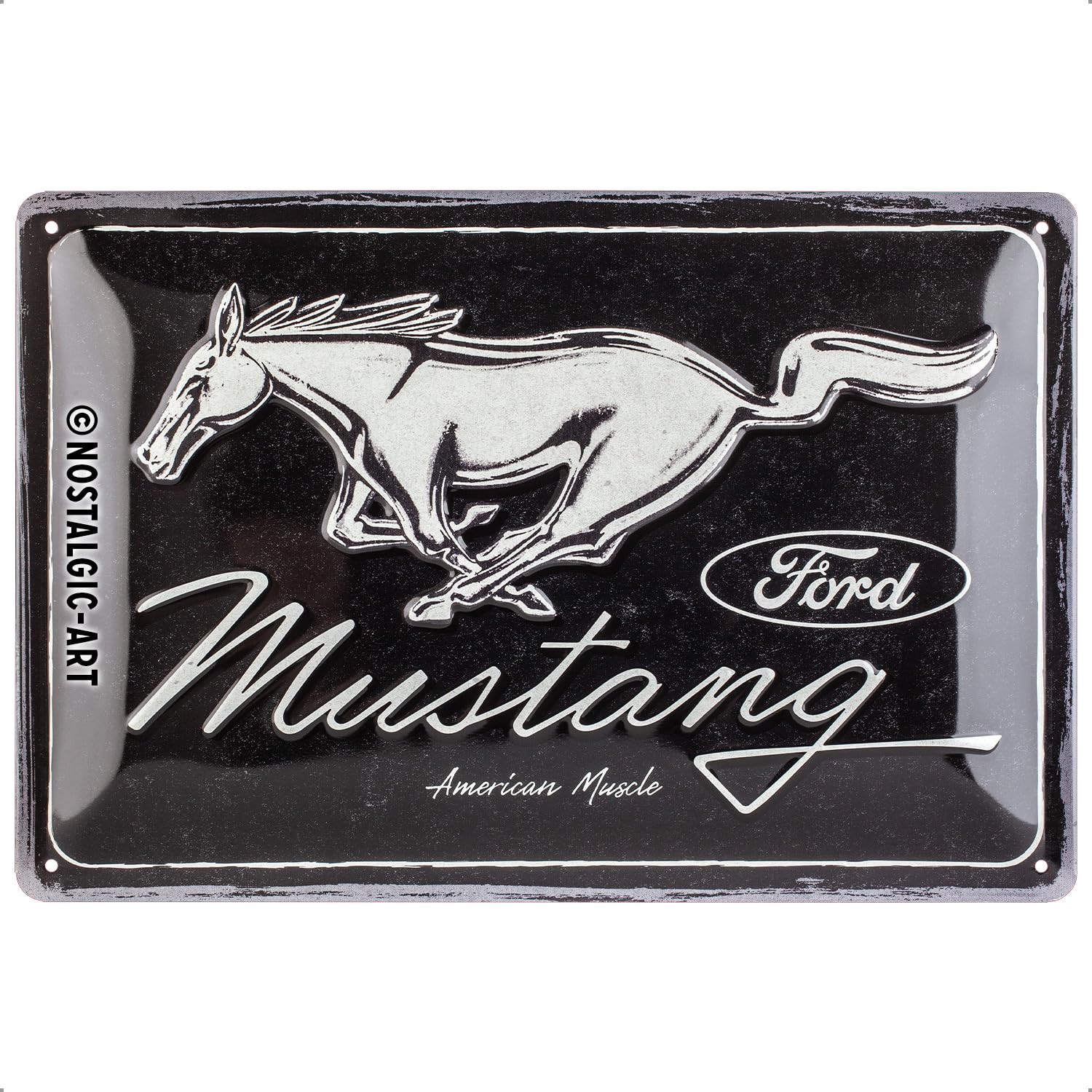 Nostalgic-Art Targa retrò, 40 x 60 cm, Ford Mustang – GT 1967 Red – Idee regalo per amanti degli accessori Ford, in metallo, design vintage