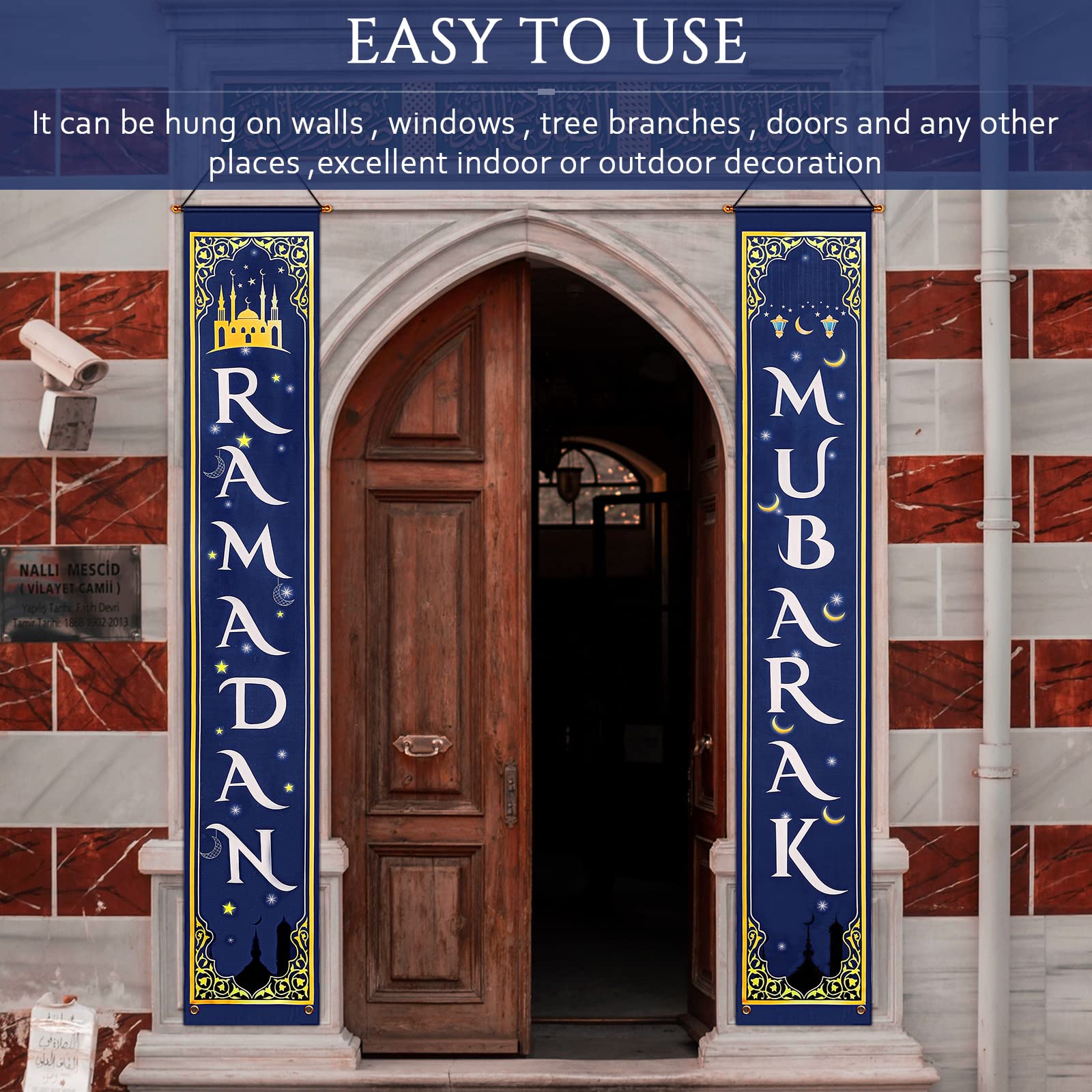 Ramadan Mubarak Banner Set – 2 Banner (je 178x30,5 Cm), Polyester, Für Indoor & Outdoor Dekoration