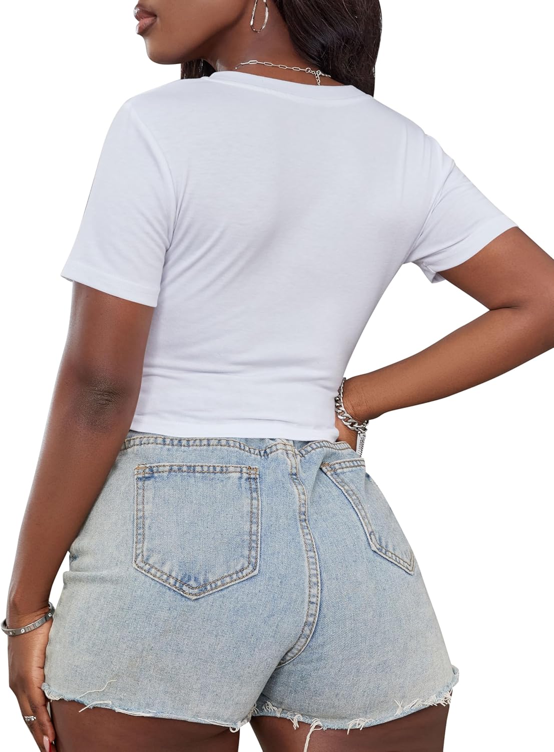 Hilinker Womens Short Sleeve Graphic Crop Tops Vintage Tees Summer Cute T Shirts - Image 4