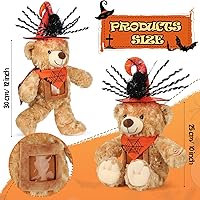 Vista 3 de Juego de animales de peluche de oso de Halloween con grabadora de voz, lindo oso de Halloween de 12 pulgadas con sombrero de grabadora de voz