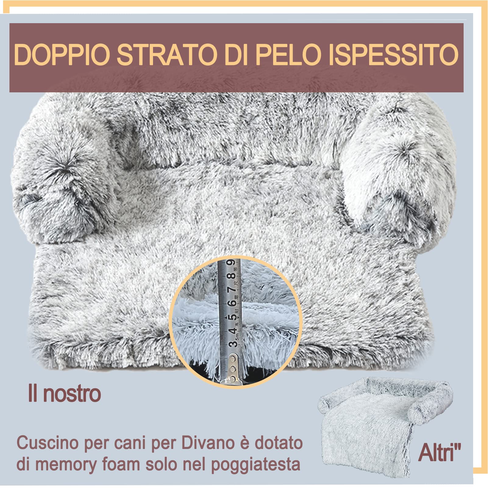 Cuscino Cane Grande Sfoderabile Cuscino per Cani per Divano Schiuma di Memoria 7d Cuccia per Cani da Interno Letto per Cani Morbida Coperte Tappetino con Cerniera (M, Grigio scuro)
