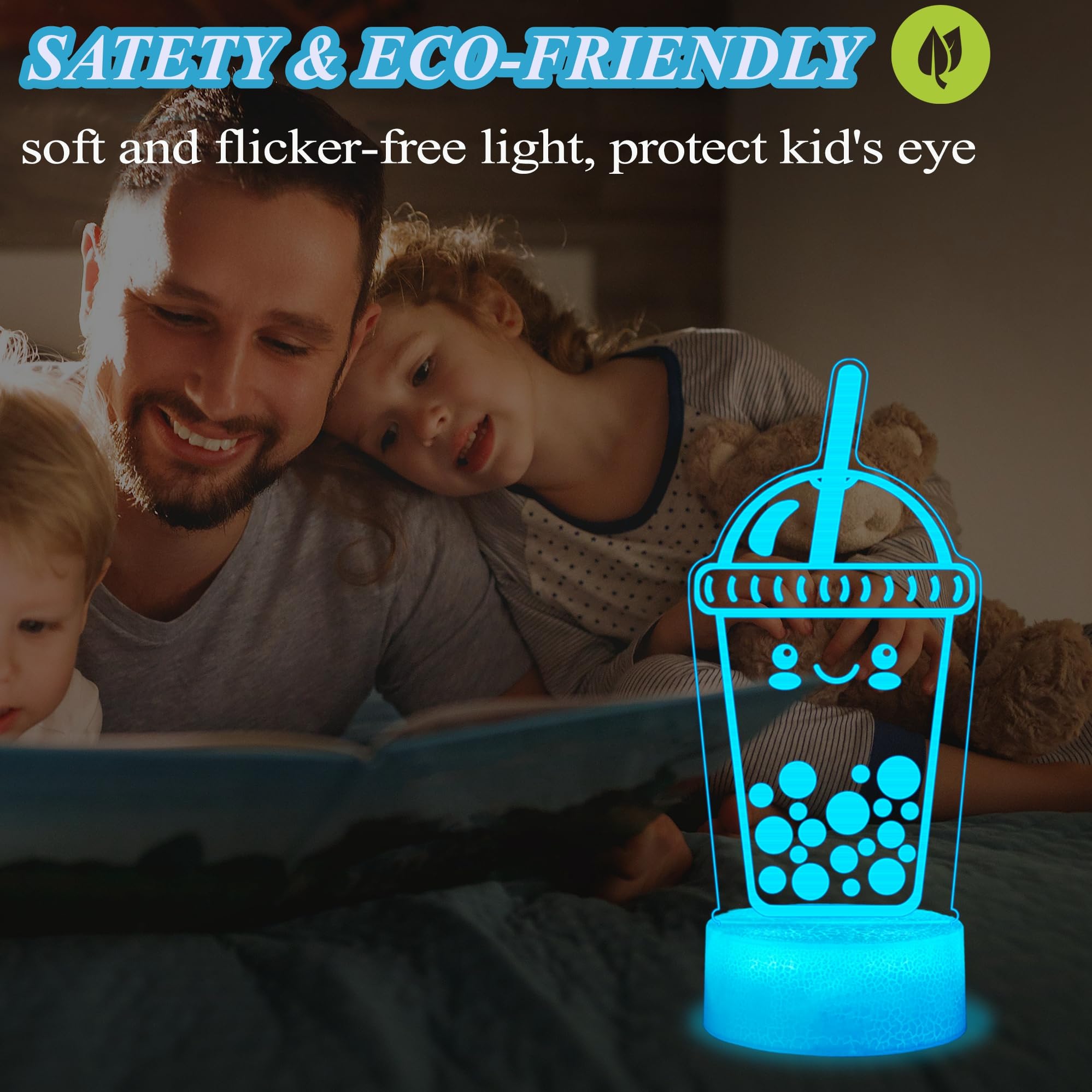 POSSHE Boba Lamp, Boba Gifts, Boba 3D Night Light with Remote Control, 16 Color Changing, RGB Flicker Mode, Dimmable - Image 4