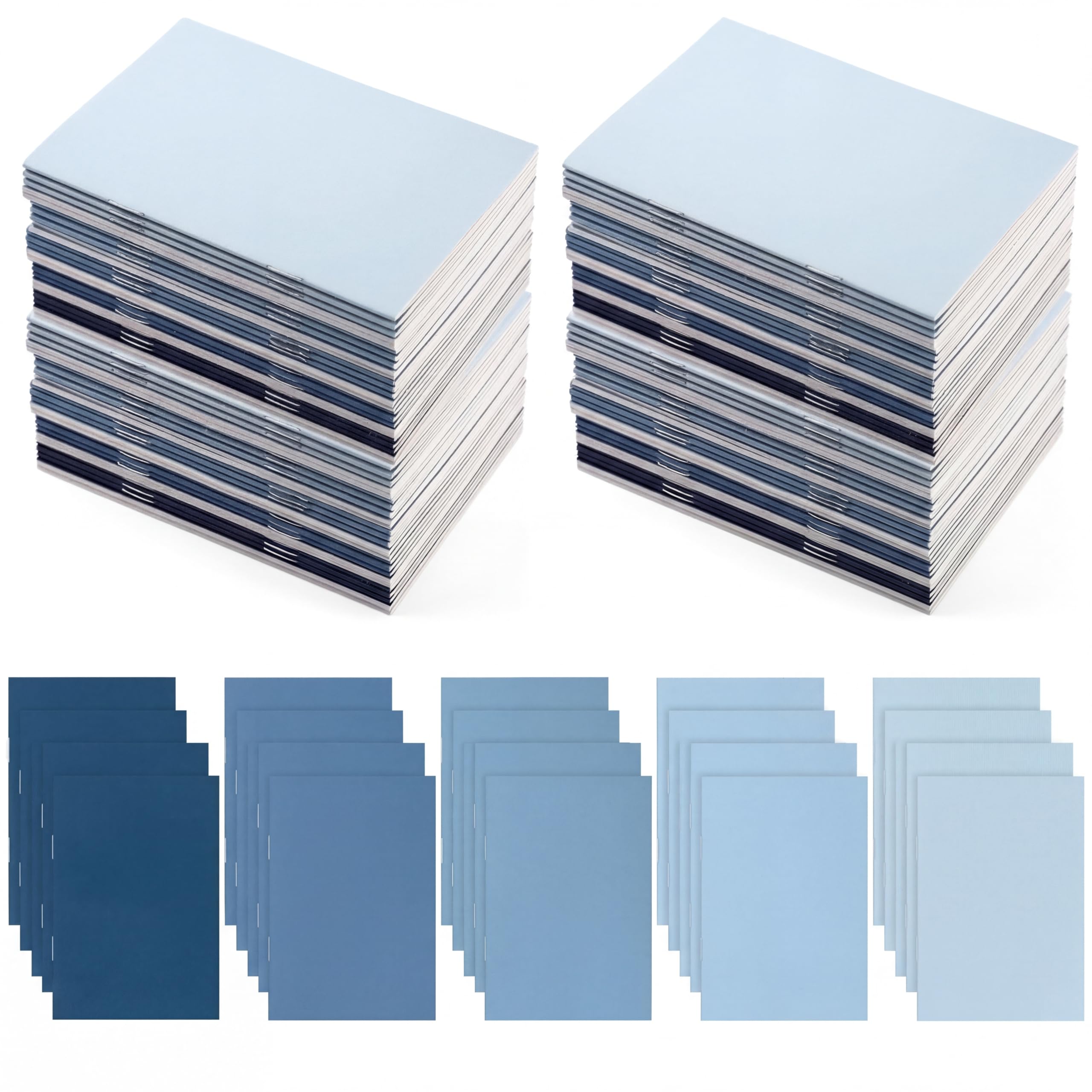Eaasty 50 Pcs Mini Notebooks Bulk Small Pocket Notepads 3.35" x 5" Journals Lined Paper Gradual Cover Blank Paper for Student Teacher Coworker Nurse Employee School Office Back to School (Blue)