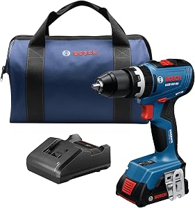 BOSCH GSB18V-65B12 1/2 in. Brushless Hammer Drill/Driver Kit - 575 in.-Lbs. Max Torque, Switchable Kickback Control, Rapid Mode Selector, Dual LED Worklights, Battery and Charger Kit Included