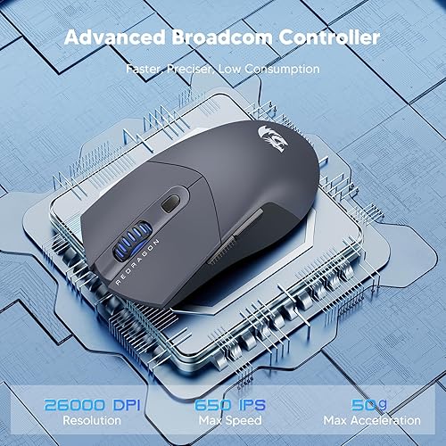 Miniatura 7 de Redragon Ratón inalámbrico para juegos, ultraligero de 26 K DPI para juegos, mouse Bluetooth de tres modos ergonómico con agarre natural, botones