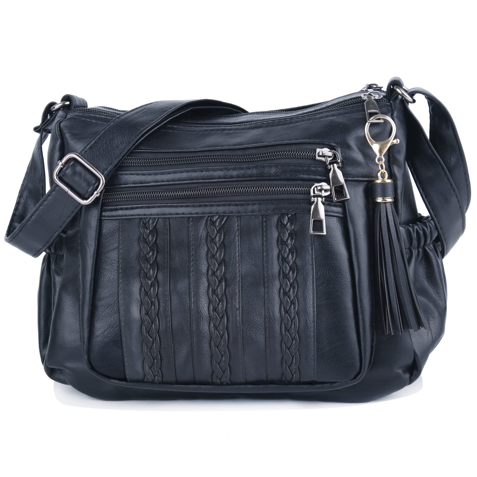 ELDA Purses for Women Pocketbooks Soft PU Leather Ladies Crossbody Purse Multi Pocket Shoulder Bag