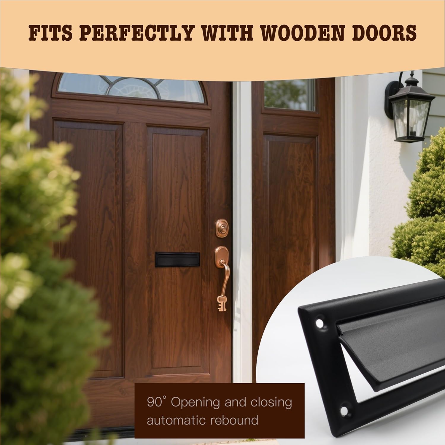 Aluminum Mail Slot Plate for Front Door, 13 x 3.6 Inch Door Letter Slot, Rust-Resistant Letter Box Magazine Slot, Matte Black Door Hardware & Modern Door Accessories, Metal Mail Opening