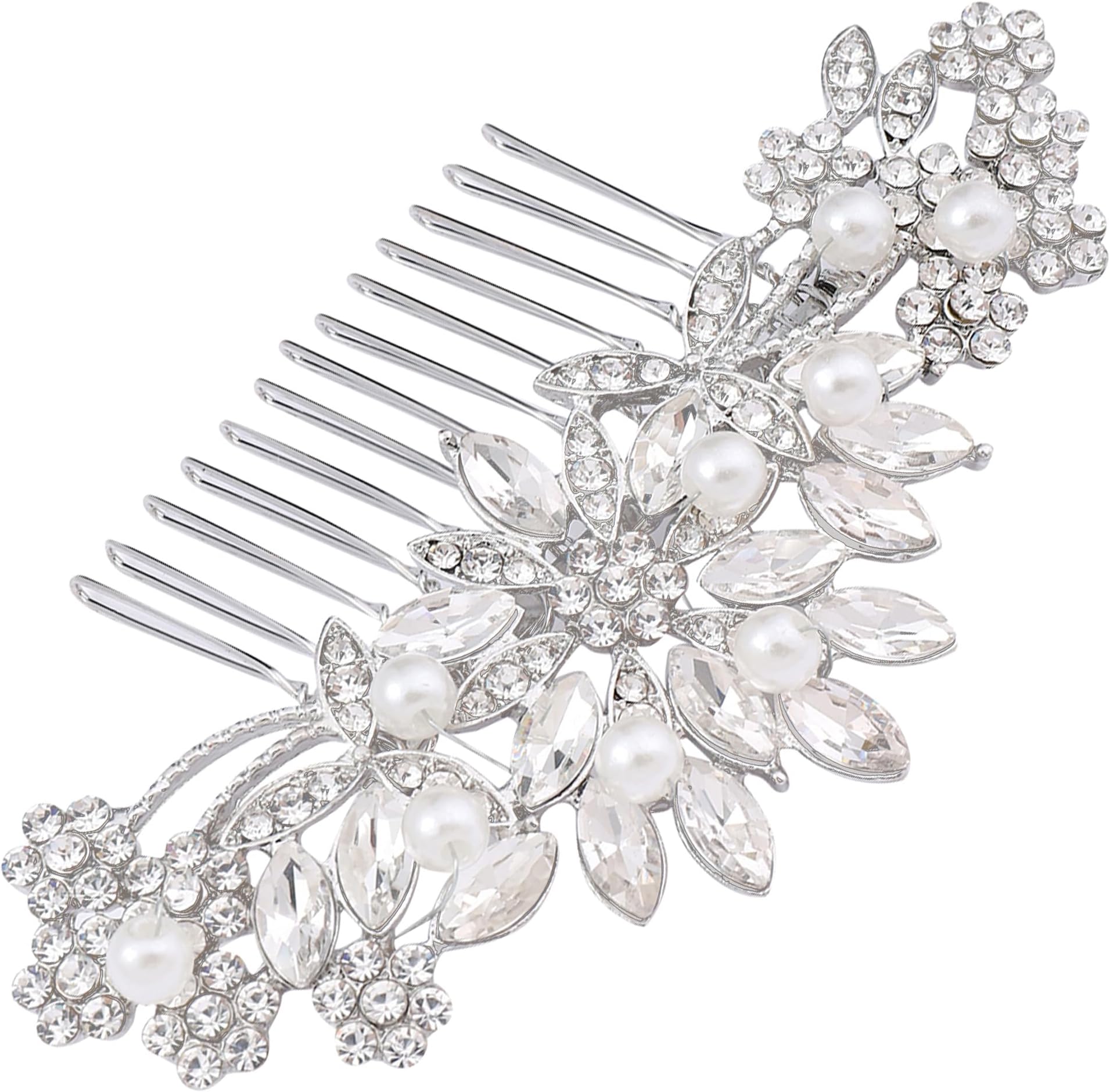 Crystal Wedding Hair Comb Bridal Hair Comb Pearl Wedding Headpiece Silver Hair Accessories
