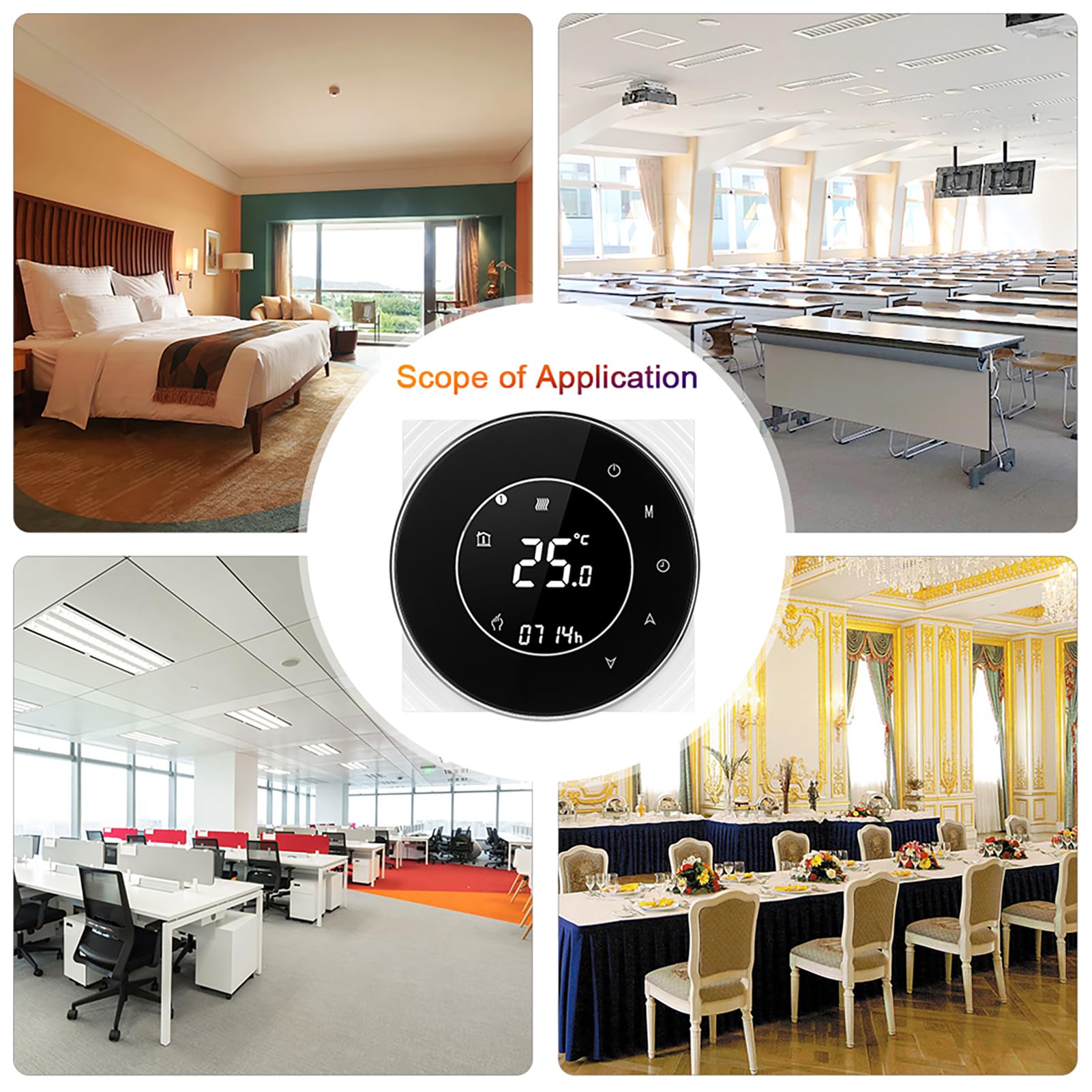 HUIOP 95-240V Wi-FI de Chauffage électrique programmable de température Contrôle de l'application vocale Rétro-éclairage LCD Thermoregulator de Chauffage électrique
