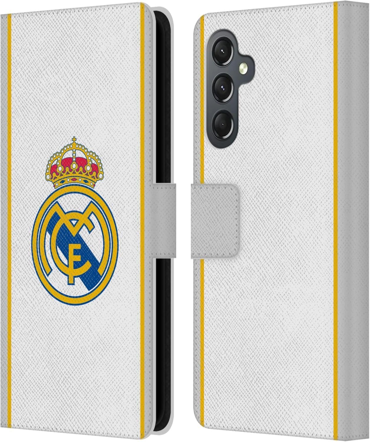 Head Case Designs Officially Licensed Real Madrid CF White Badge Leather Wallet Case Compatible with Samsung Galaxy A25 5G