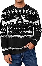 Marvmys Christmas Sweaters Men Winter Sweater Funny Snowflake Elk Round Neck Pullover Christmas