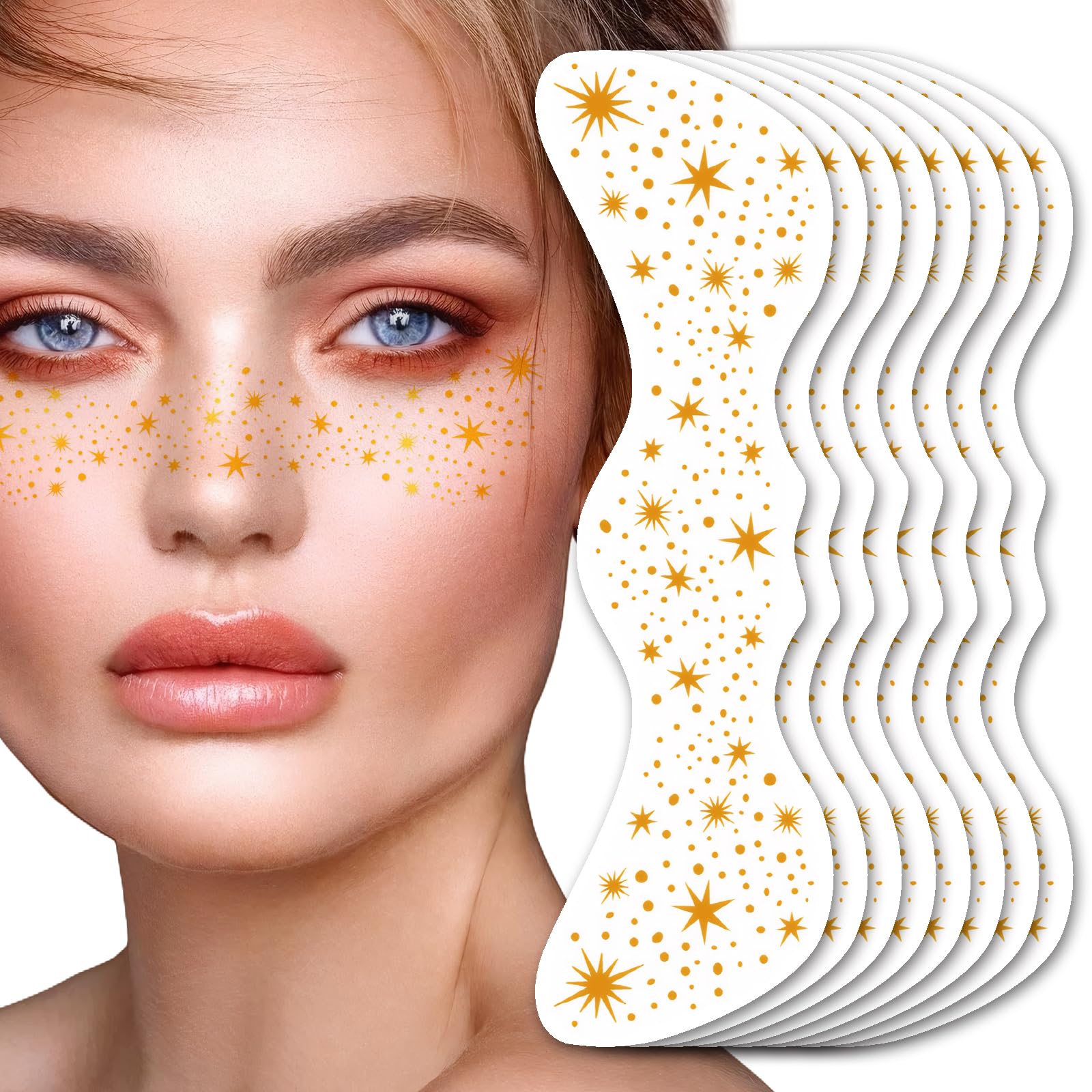 UICCVOKK 8 Pcs Glitter Freckles,Face Tattoo,Sparkle Freckle,Temporary Tattoo