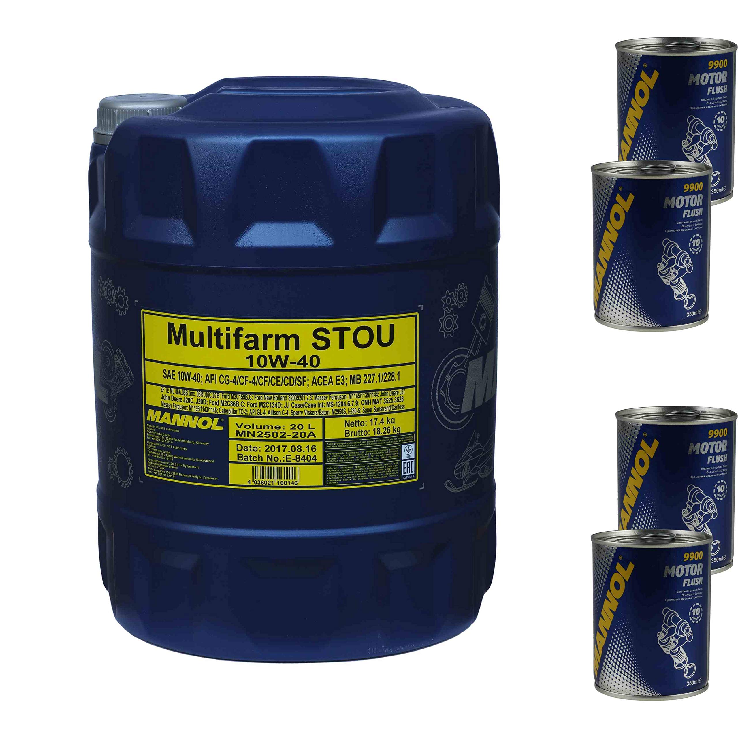 Mannol Multifarm STOU 10W-40 - Aceite de motor para maquinaria agrícola (20 L, 4 unidades)