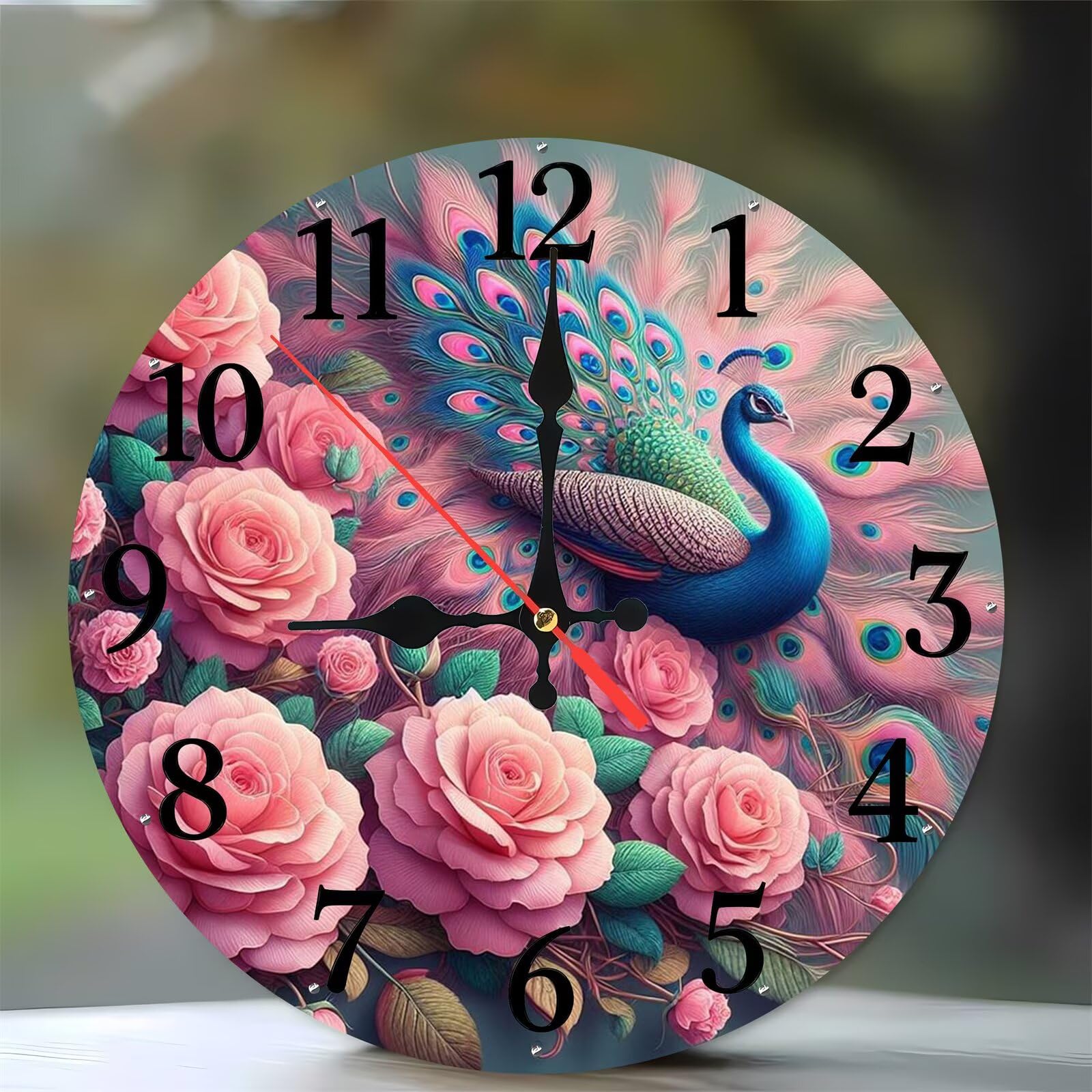 Horloge murale bois silencieuse rose contre les bruits de tic-tac