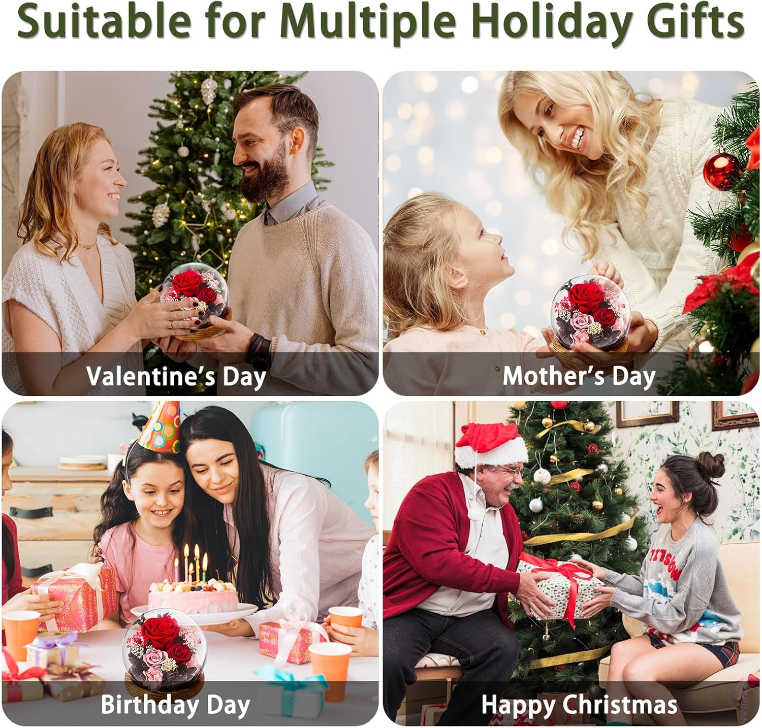 Forever Flowers Gifts Mom .Birthday Gifts for Women, Preserved Flowers in Glass Fresh Flowers for Delivery Prime red Roses for Grandma Sister Daughter - Image 4