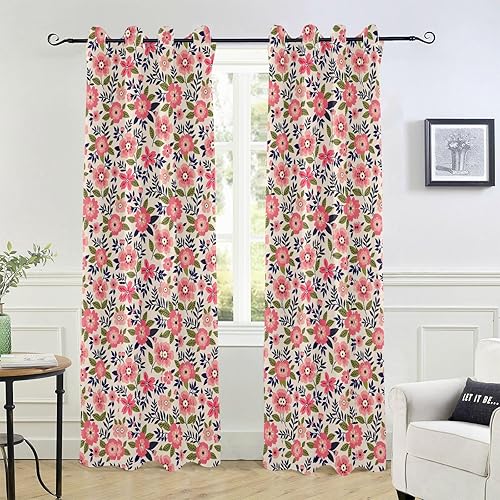 Cortinas opacas con patrón floral vintage para dormitorio, 84 pulgadas, paneles de cortina de ventana para apartamento, divisor de habitación,