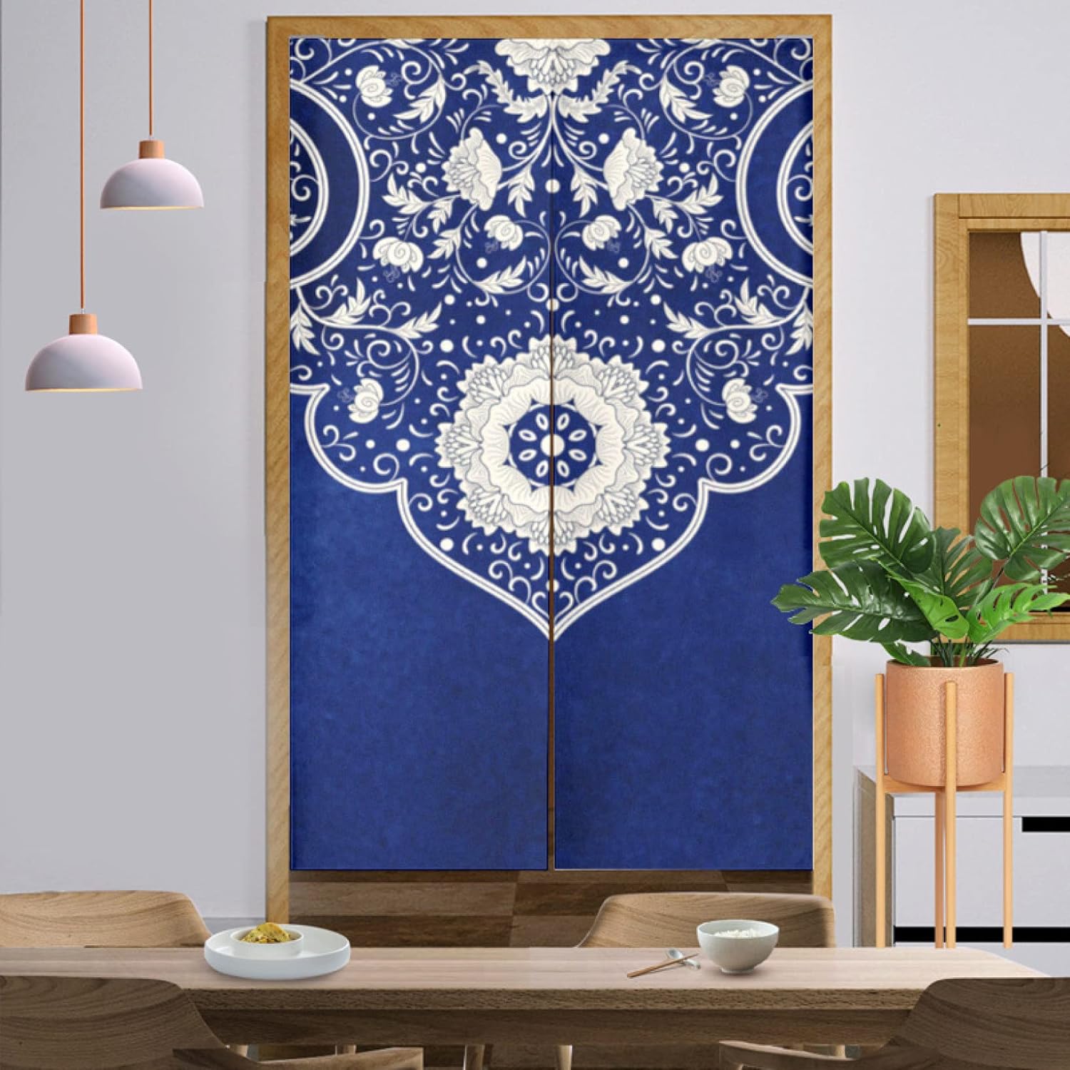 間仕切りカーテン 北欧 カーテン 竹 のれん ロング ロング丈 暖簾 目隠し 遮熱 冷気遮断 突っ張り式 可愛い かわいい 85*1