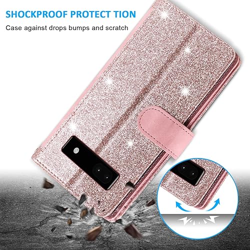 Miniatura 5 de Furiet Funda tipo cartera para Google Pixel 6A 5G 2022, estilo retro, mate, 9 ranuras para tarjetas, funda de bolsillo con cremallera, cierre