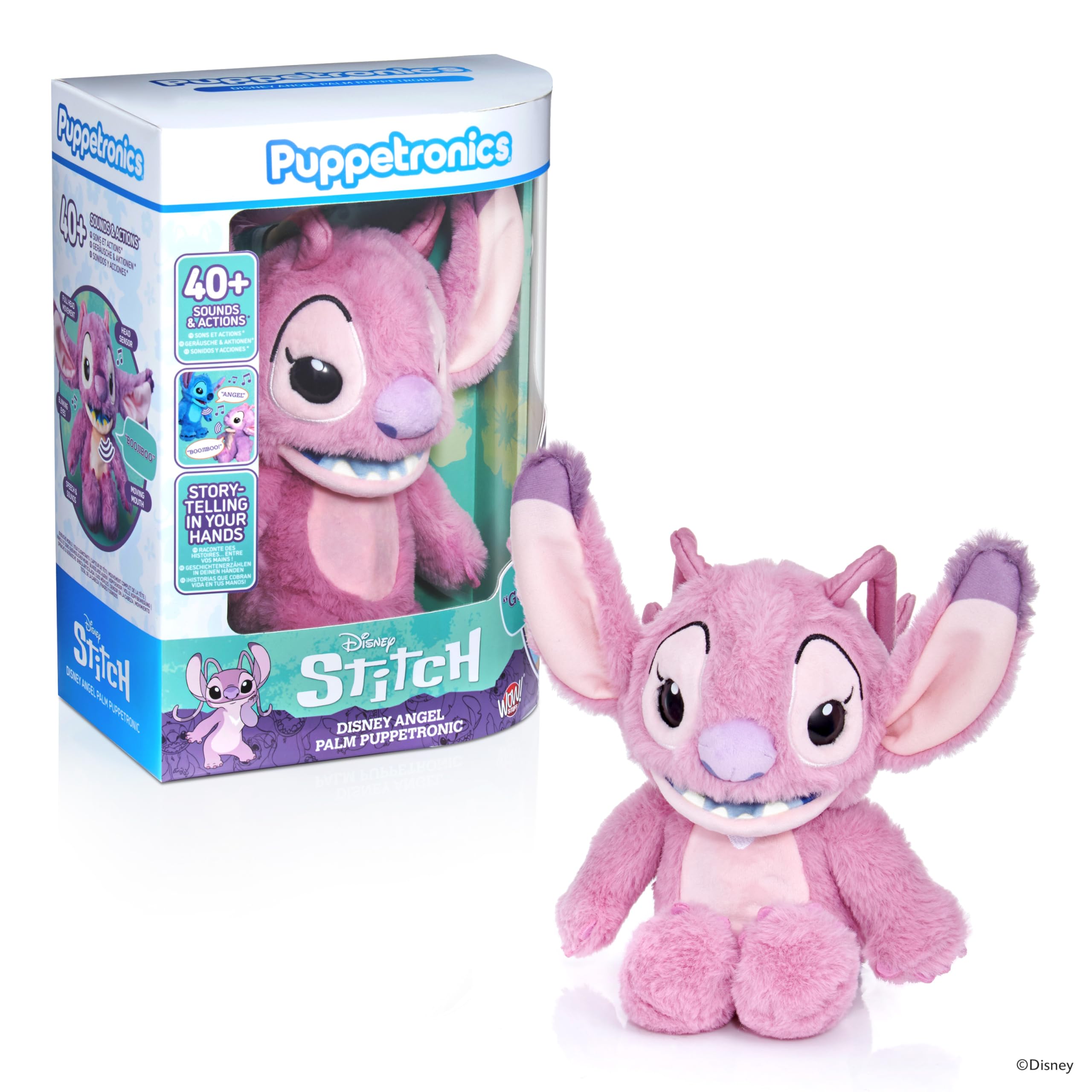 WOW! STUFF Disney Angel Palm Puppetronic Feature Plush, Interactive Soft Toy, Talking Plush with Sounds and Actions, Electronic Plush Hand Puppet, Ages 6 Plus
