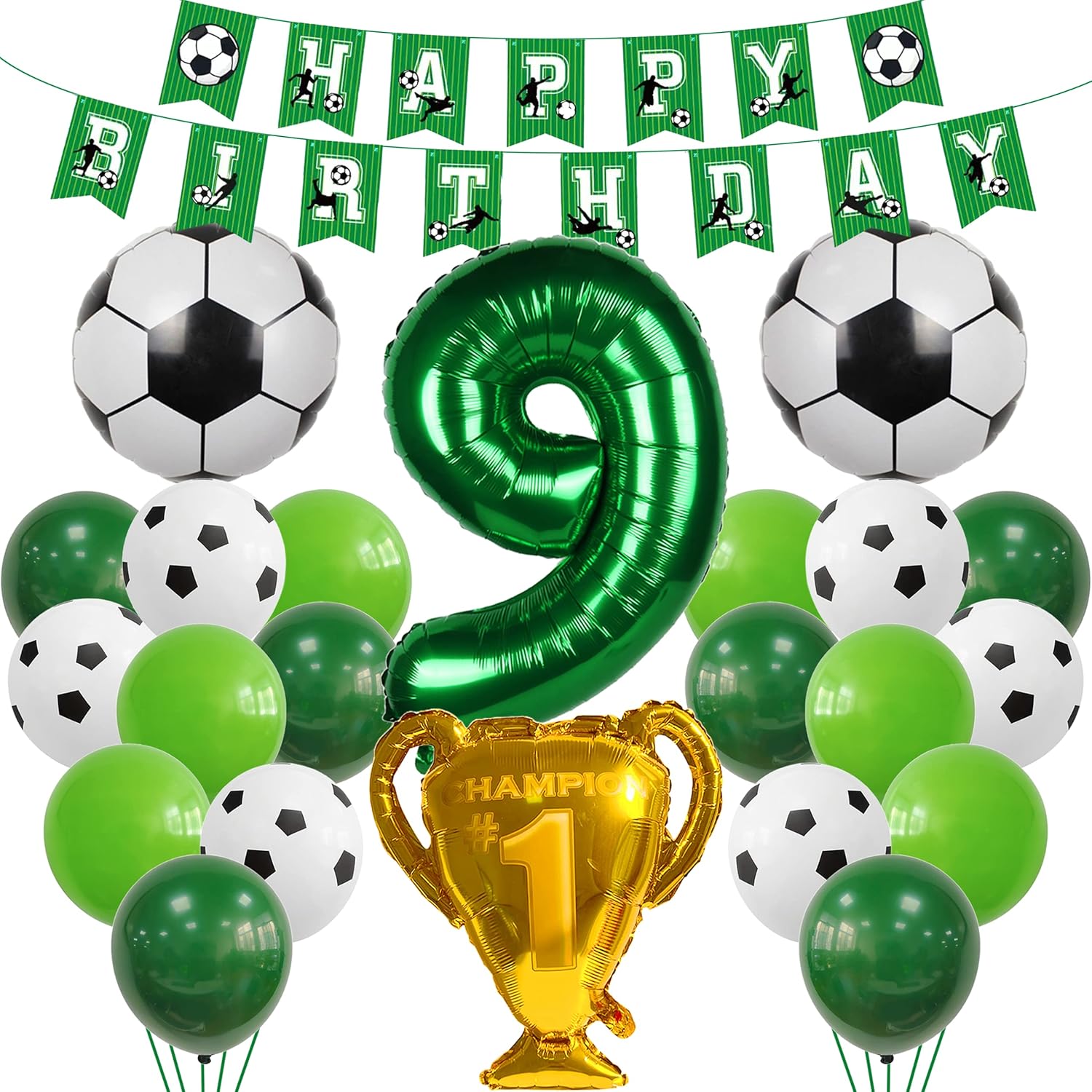Globo de fútbol 9 cumpleaños Globo verde 9 años Niño Fútbol Cumpleaños Decoración 9 años Cumpleaños infantil Globo de helio 9 Cumpleaños Niño 9 cumpleaños Decoración Fútbol 9 cumpleaños Decoración