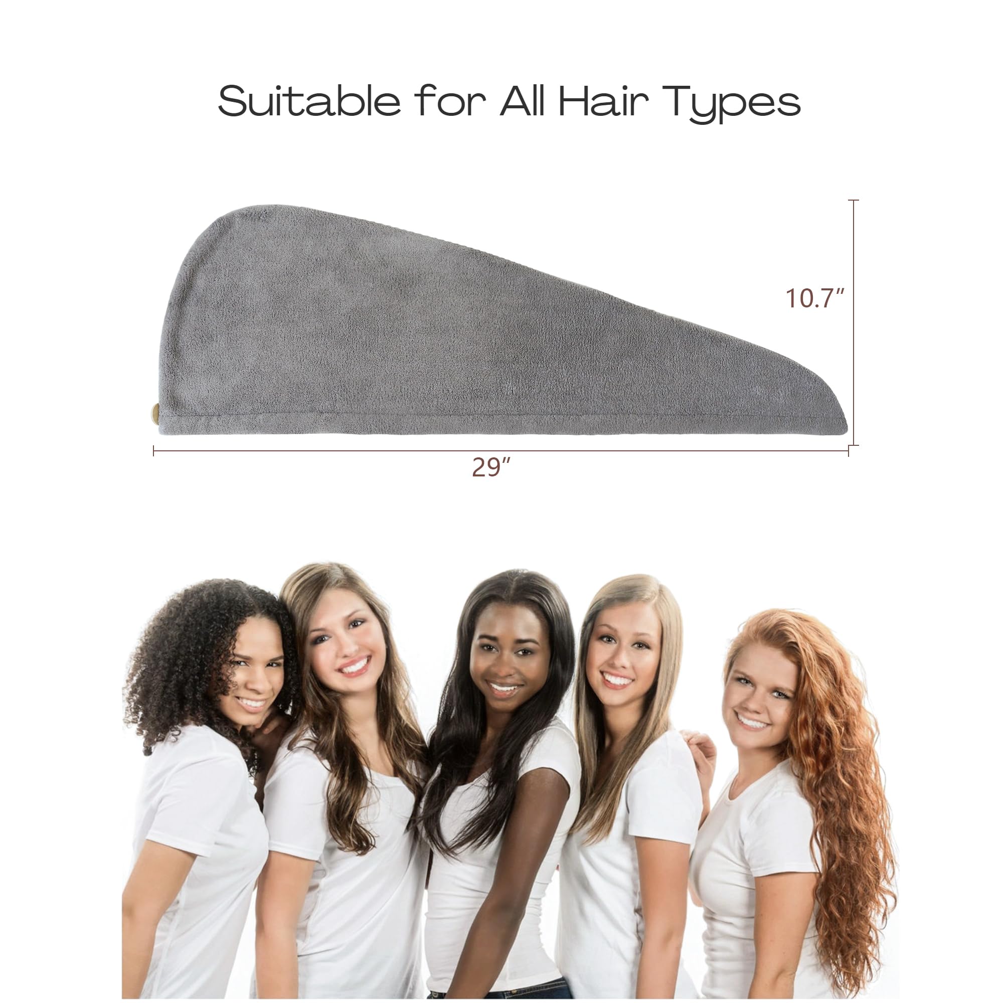 ROLSHOL Extra Großes 4er-Pack Mikrofaser-Haartuch zum Wickeln für Frauen Super saugfähige & schnell trocknende Haartrocknertücher mit Knopf, Haarturbane für lockiges Haar Langes & kurzes Haar