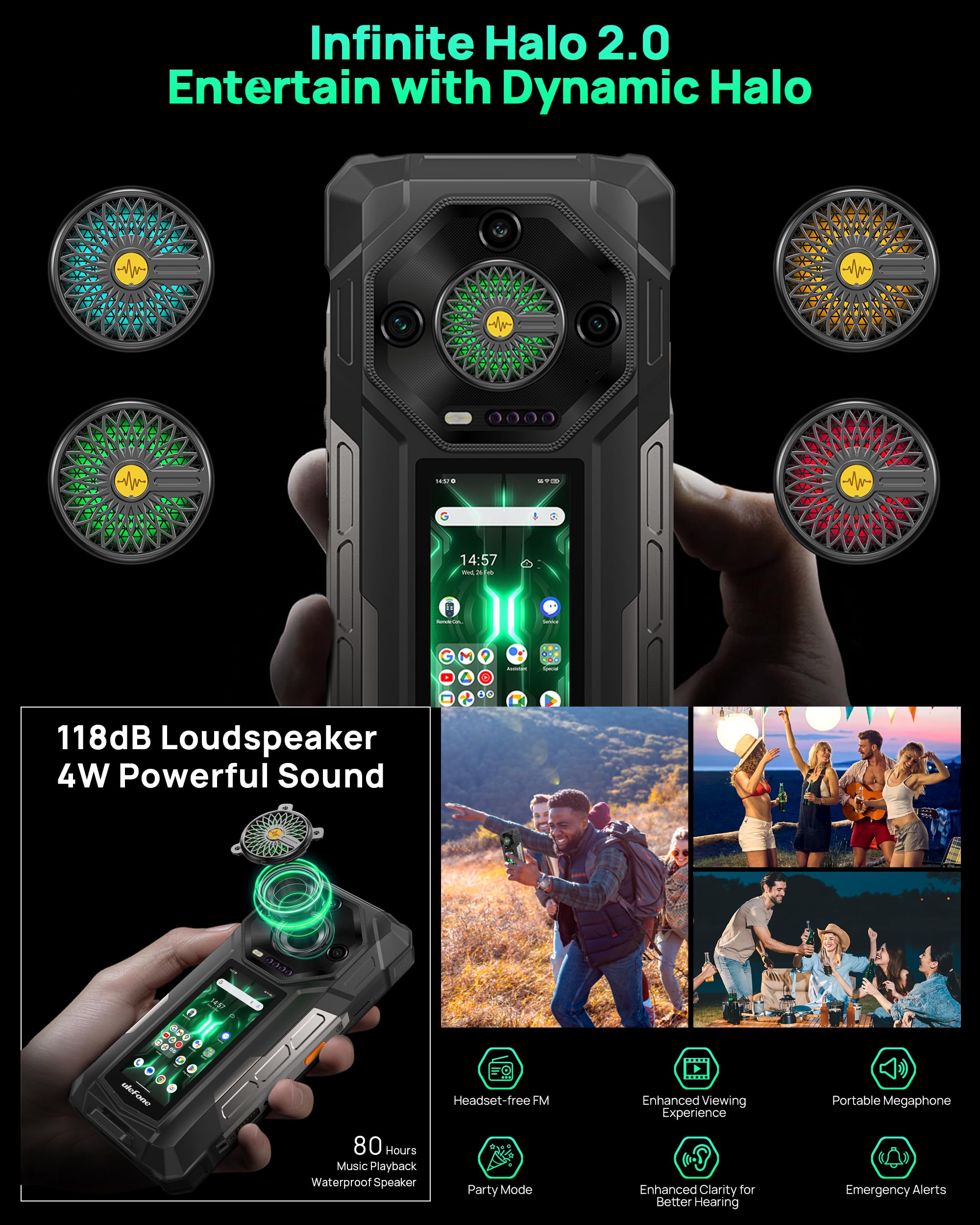 Ulefone 25500mAh Armor 33 Pro Rugged Smartphone 5G, 32GB+512GB/2TB, Dimensity 7300X, 6,95" FHD+ 120Hz+3,4" Schermo Secondario,50MP+64MP+32GB, Android 14 Telefono Indistruttibile, WIFI6E/NFC/GPS