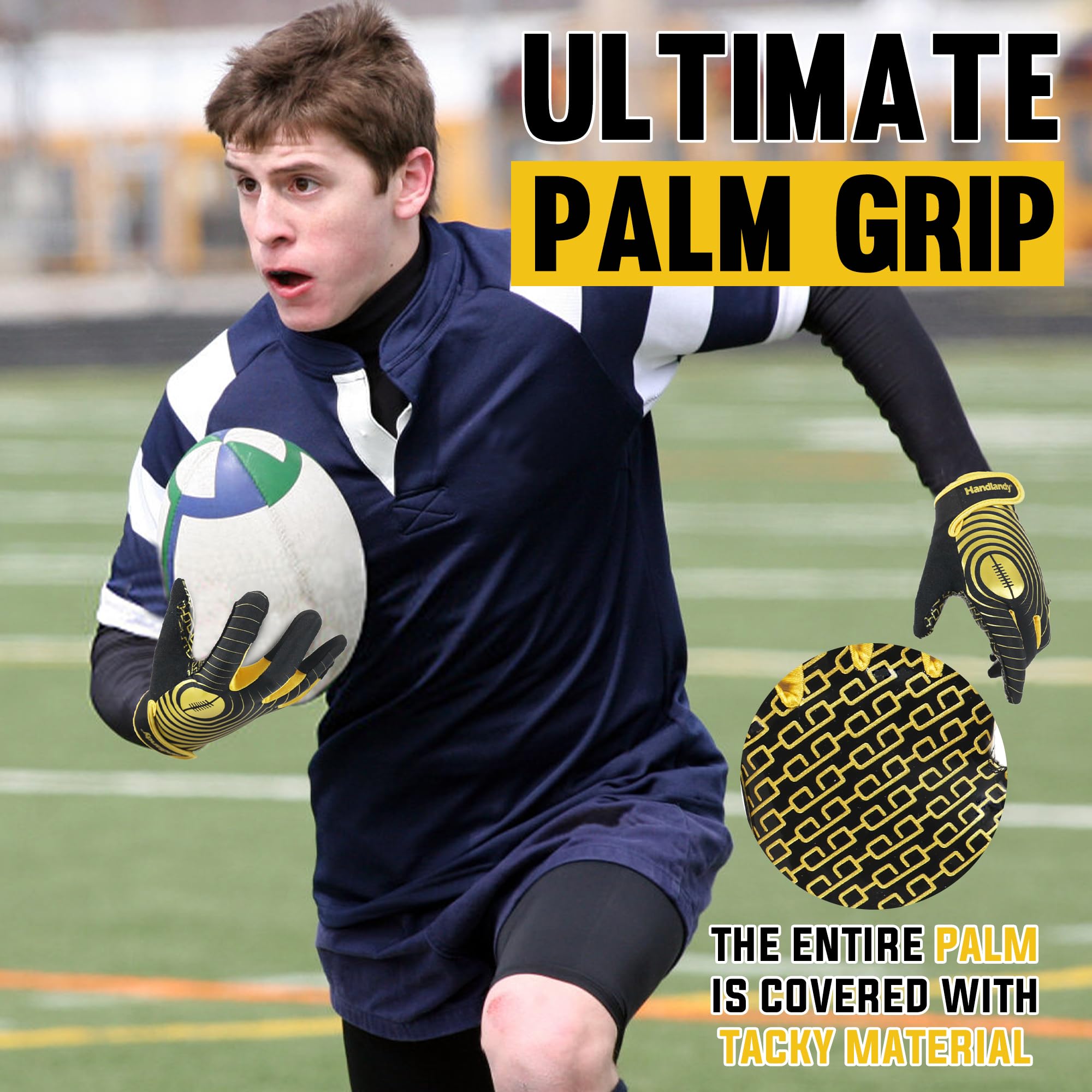 AIGEVTURE Guantes de fútbol para hombre, guantes adhesivos anchos receptores