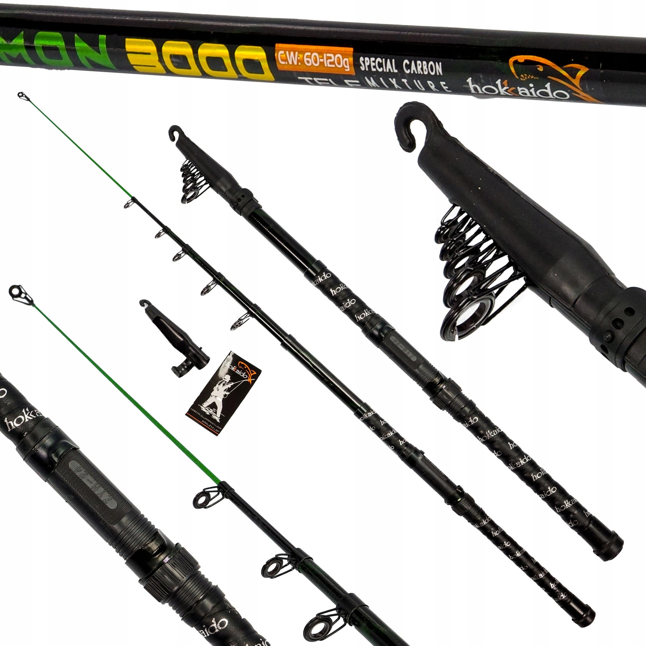 UNIWERSALNA WĘDKA TELESKOPOWA DEMON 360CM GRUNT SPŁAWIK MIX CARBON 60-120G