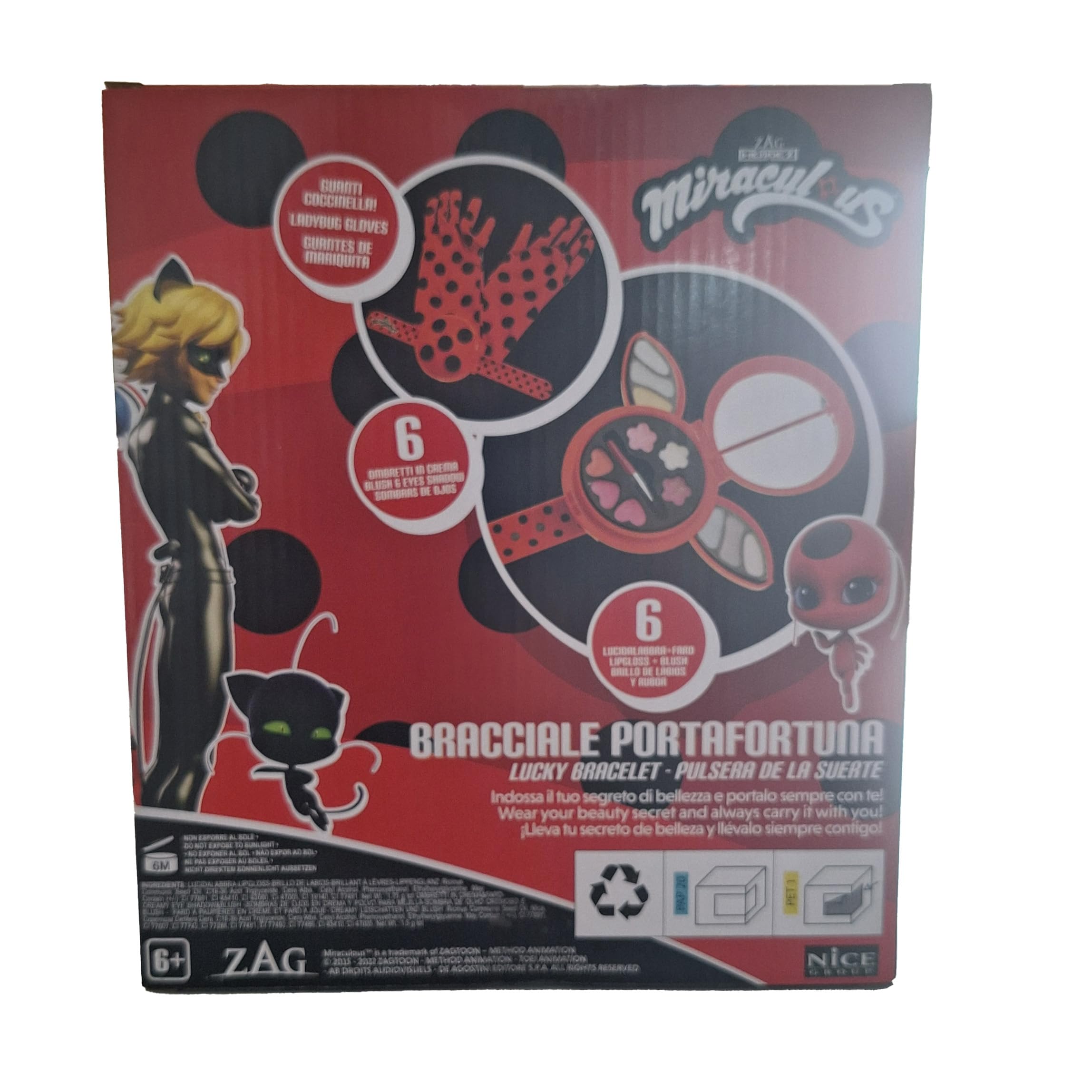 Nice Group Miraculous bransoletka z motywem szczęścia, makijaż dla dzieci, Tales of Cat Noir Ladybug zabawka, wielokolorowa, 3, 52003