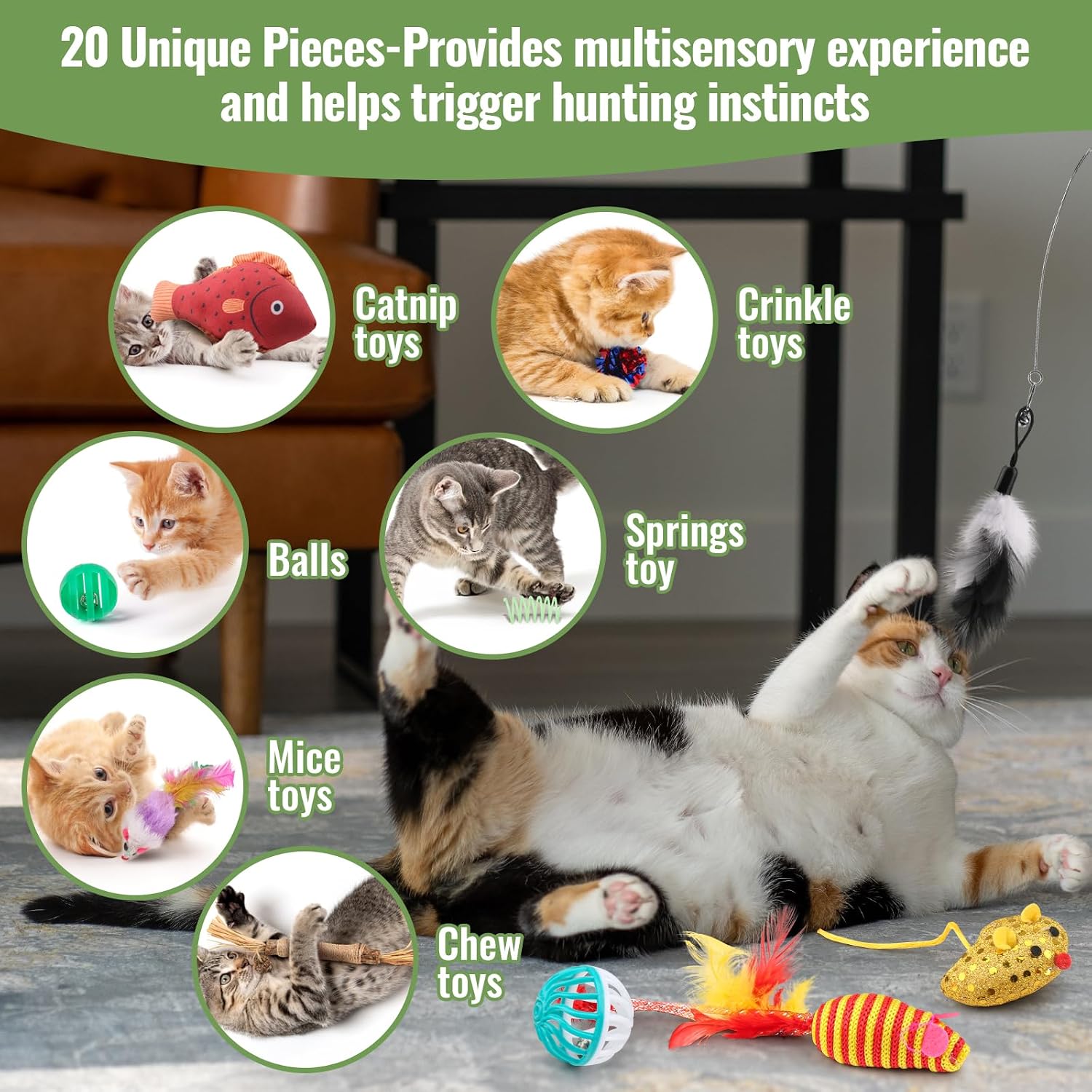 Fashions Talk Cat Toys Variety Pack for Kitty 20 Pieces