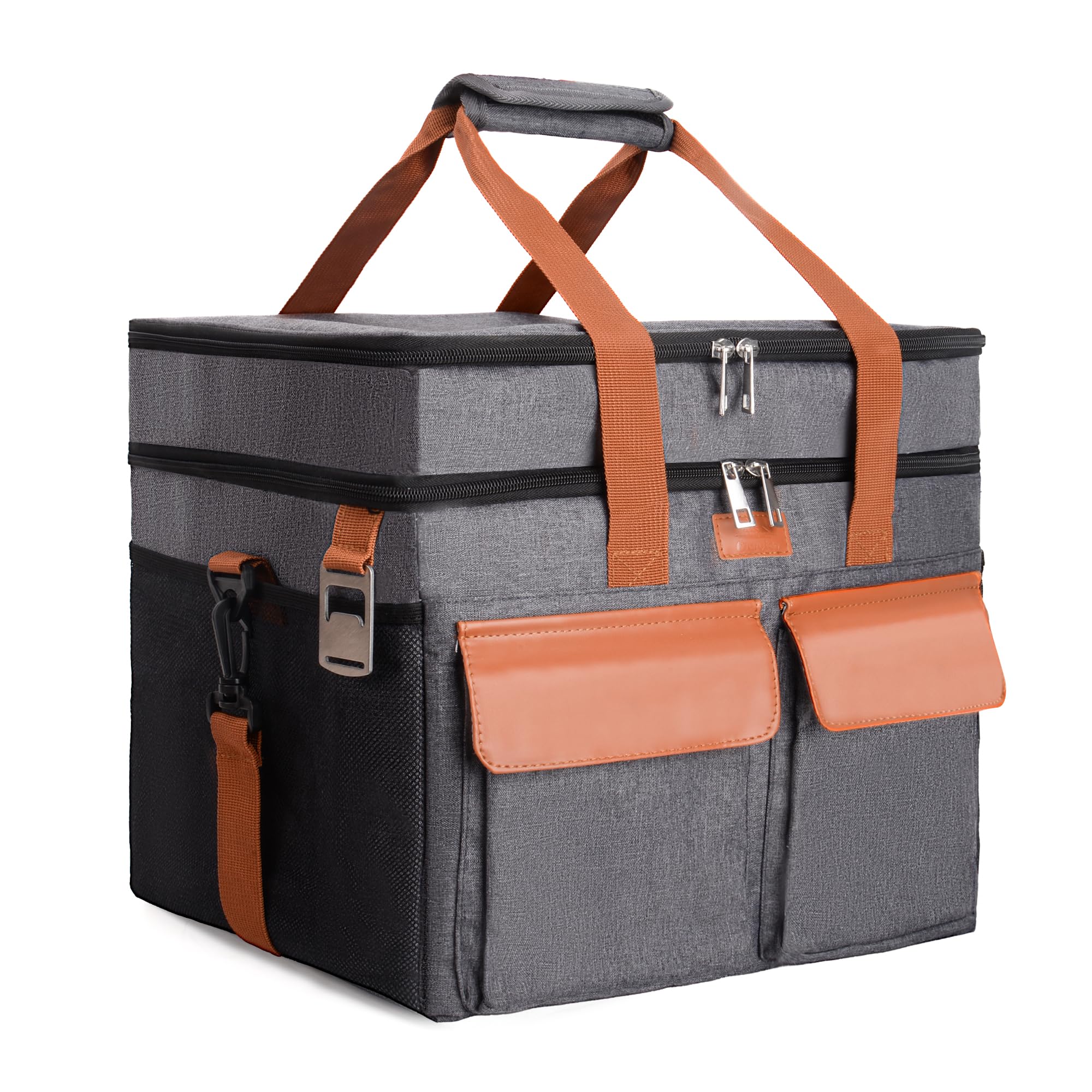 LARUTAN Kühltasche Kühltasche groß 30L Thermotasche Isoliertasche – doppelschichtig, faltbar & wasserfest, Lebensmitteltransport für Picknick, Camping & Einkauf, Grau