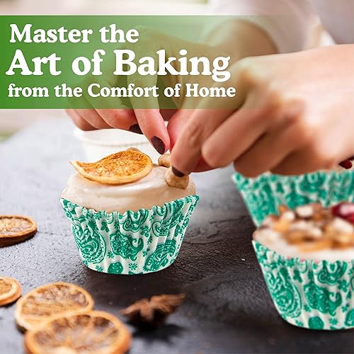 Vista 35 de Regency Wraps Vasos para hornear de grado profesional a prueba de grasa, paquete de 40 unidades, revestimientos estándar, lunares azul cobalto