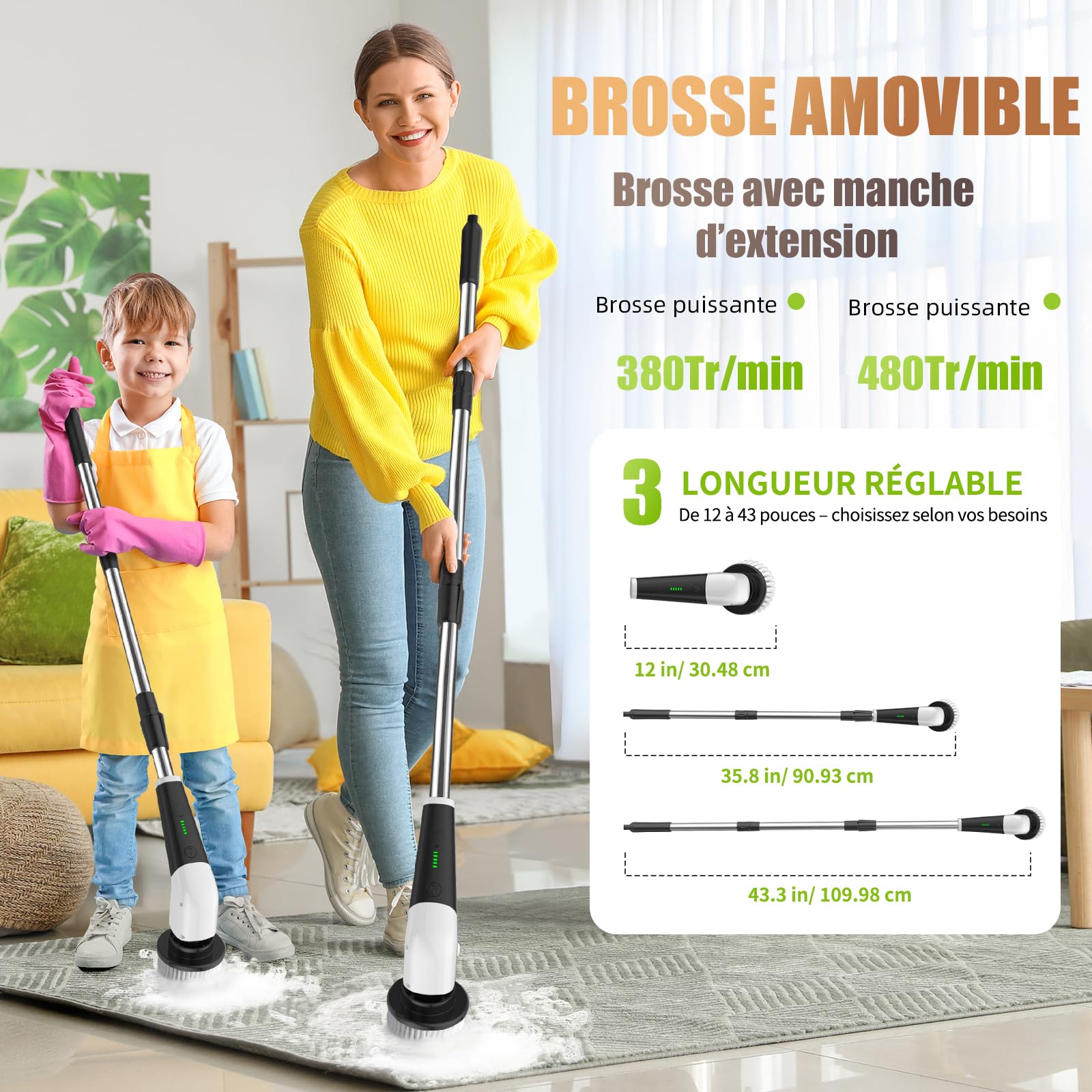 YKYI Brosse Électrique Nettoyage Rotative, 8 Têtes, IPX7, sans Fil
