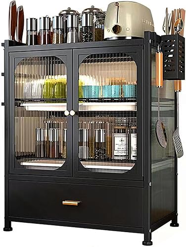 FAQINZYUAN Encimera de cocina con cajones, armario escurridor, diseño de doble puerta, resistente al polvo y al aceite, gabinete de almacenamiento FAQINZYUAN Encimera de cocina con cajones, armario escurridor, diseño de doble puerta, resistente al polvo y al aceite, gabinete de almacenamiento