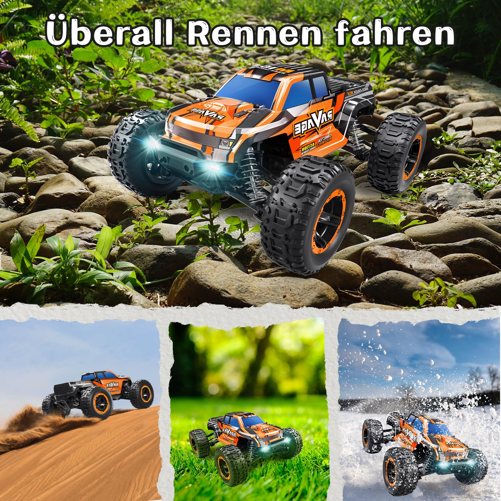 Loolinn | Ferngesteuertes Auto als Geschenk für Kinder und Erwachsene - Hobby Klasse, Sehr langlebig, Maßstab 1:16, 4WD, Höchstgeschwindigkeit 30km/h, Einstellbare Geschwindigkeit - Festtagsgeschenk