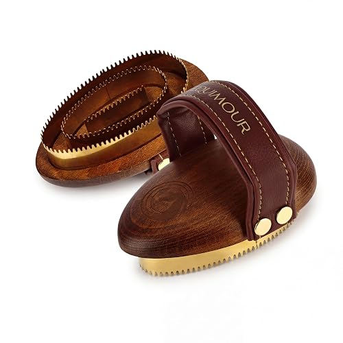 Equimour Almohaza Metálica - Púas de Latón y Madera para Caballo