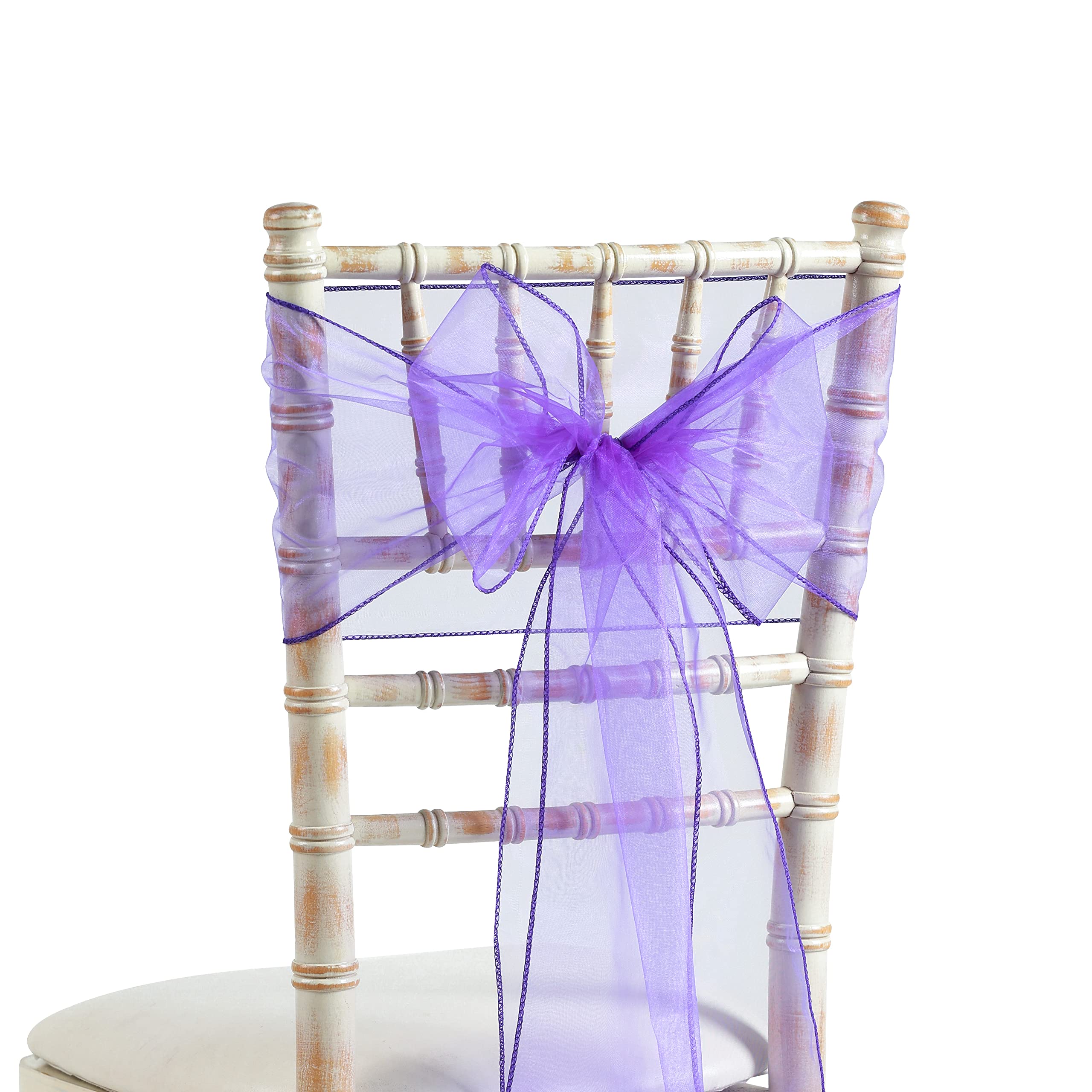 20x275cm Organza Sash Wider Sash Fuller Bows Chair Cover Bows Sash for Wedding Party Birthday Decoration (50, Purple)