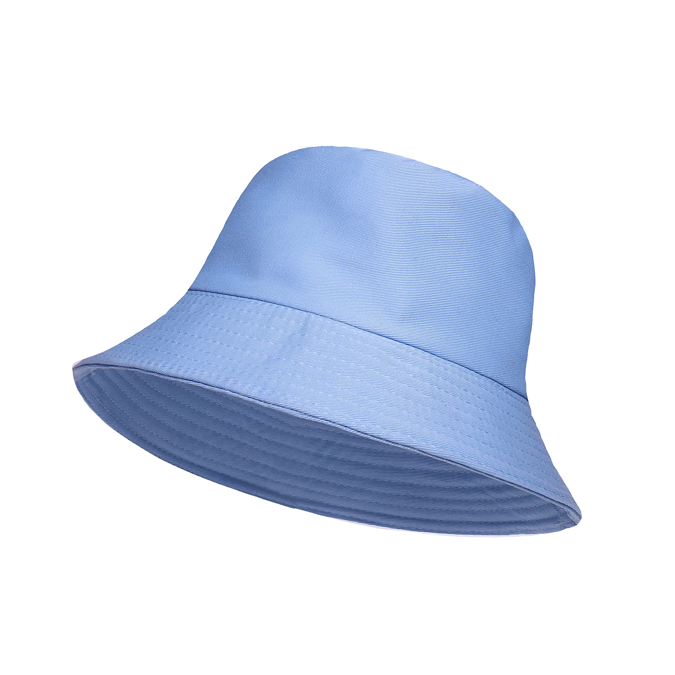 D&U DIRECT LTD Plain Bucket Hat Fishing Hat 56-58cm Soft Cotton Unisex Windproof Wide Sun Cap for Hiking Camping Hunting Traveling Fishing (Sky Blue)