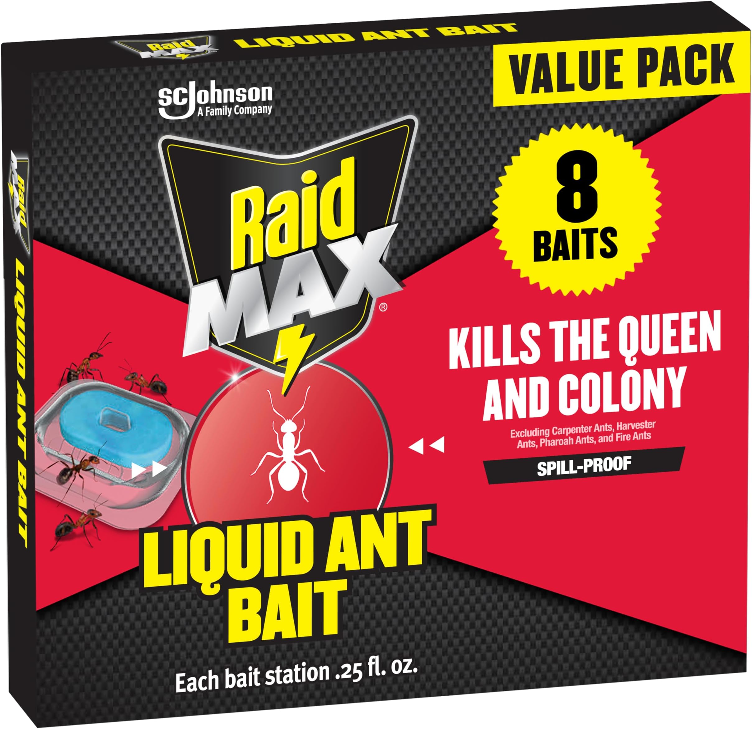 Max Liquid Ant Bait; Kills Ants where they breed, 8 Bait Stations