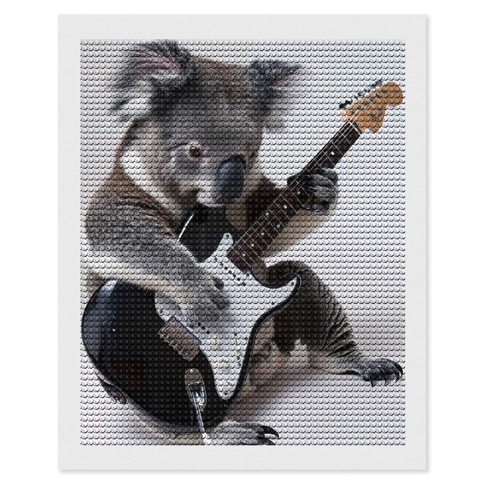 Junmoney Koala Guitar Diamond Art Kit 16"x20", Bedroom Decor, Adhesive Canvas, Full Kit Included, Thoughtful Present, Birthday Gift