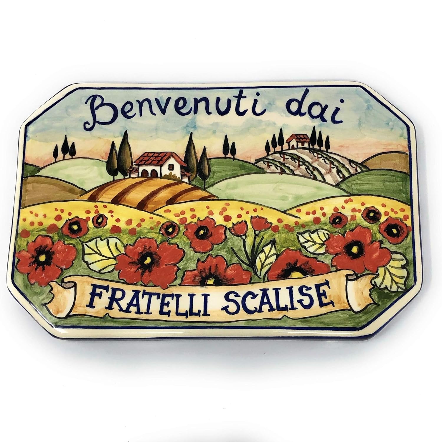 CERAMICHE D'ARTE PARRINI - Italian Ceramic Art Pottery Tile Custom House Number Civic Address Plaques Decorated Landscape Hand Tuscan Painted Made in ITALY
